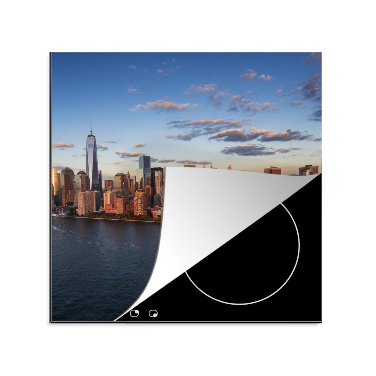 MuchoWow Herdblende-/Abdeckplatte New Yorker Skyline während der Golden Hour, Vinyl, (1 tlg), 78x78 cm, Ceranfeldabdeckung, Arbeitsplatte für küche