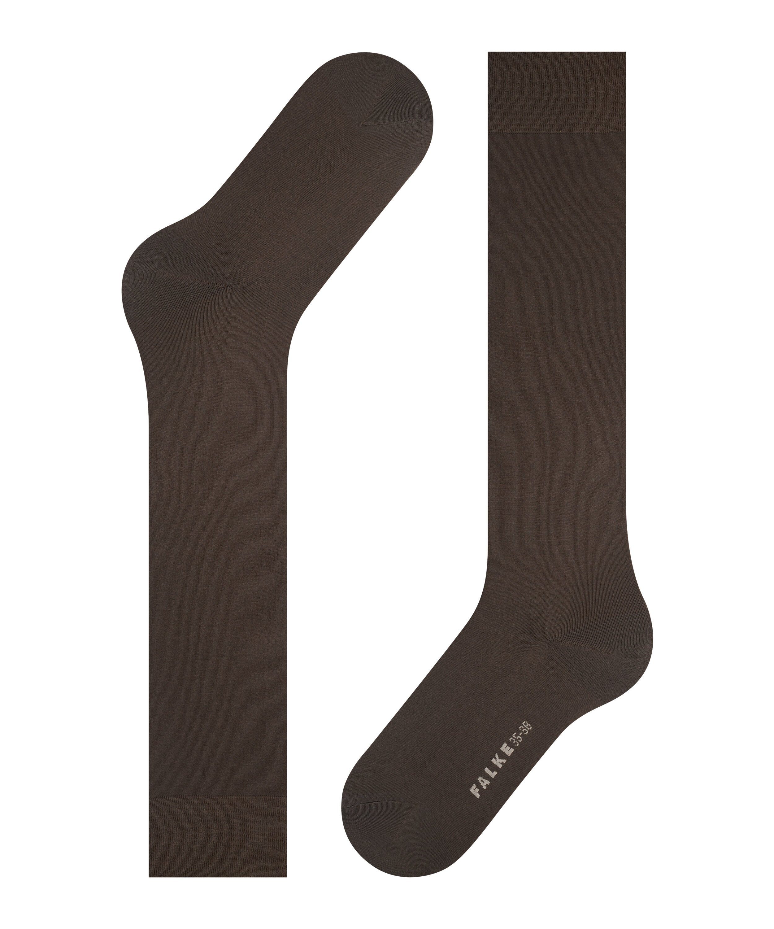 Maschenbild mit Cotton FALKE (5239) dark brown (1-Paar) Kniestrümpfe feinem sehr Touch