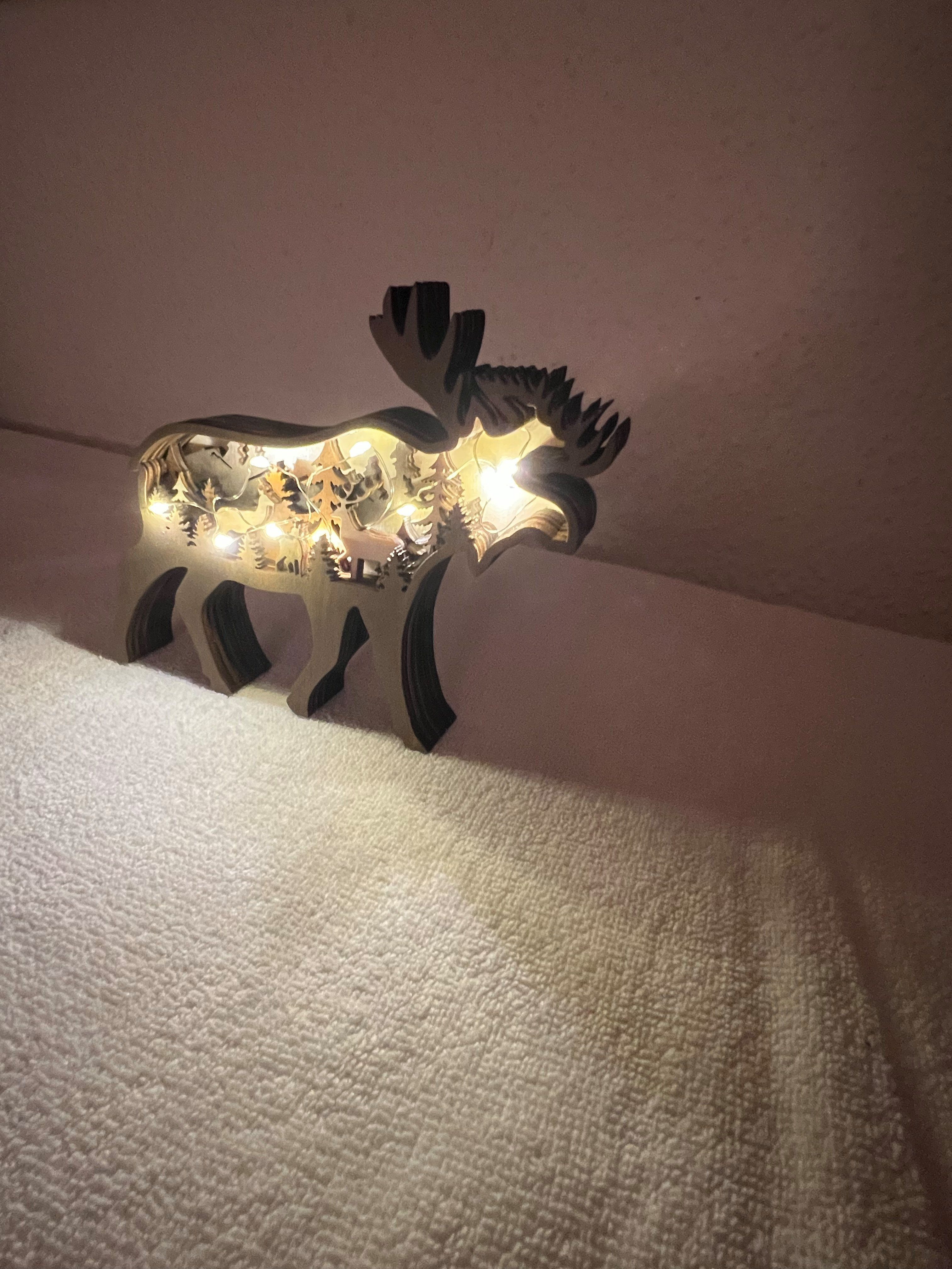 Stelby Tierfigur Dekoration Holzmodell Elch mit LED Lichtern (Kompakte Größ günstig online kaufen