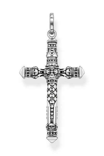 THOMAS SABO Kreuzanhänger Kreuz mit Totenköpfen Silber