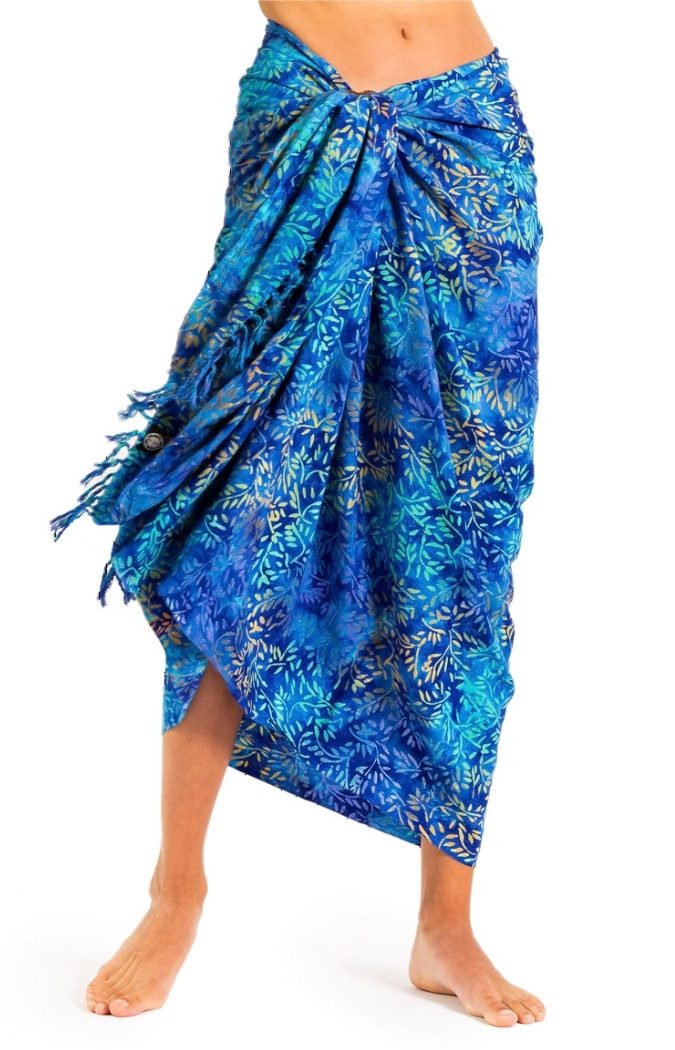 PANASIAM Sarong Pareo Tuch blickdicht Blautöne aus Viskose - Strandtuch & Wickelkleid, Viskose, Wickelrock - Bikini Cover-up - großes Schultertuch für Damen & Herren
