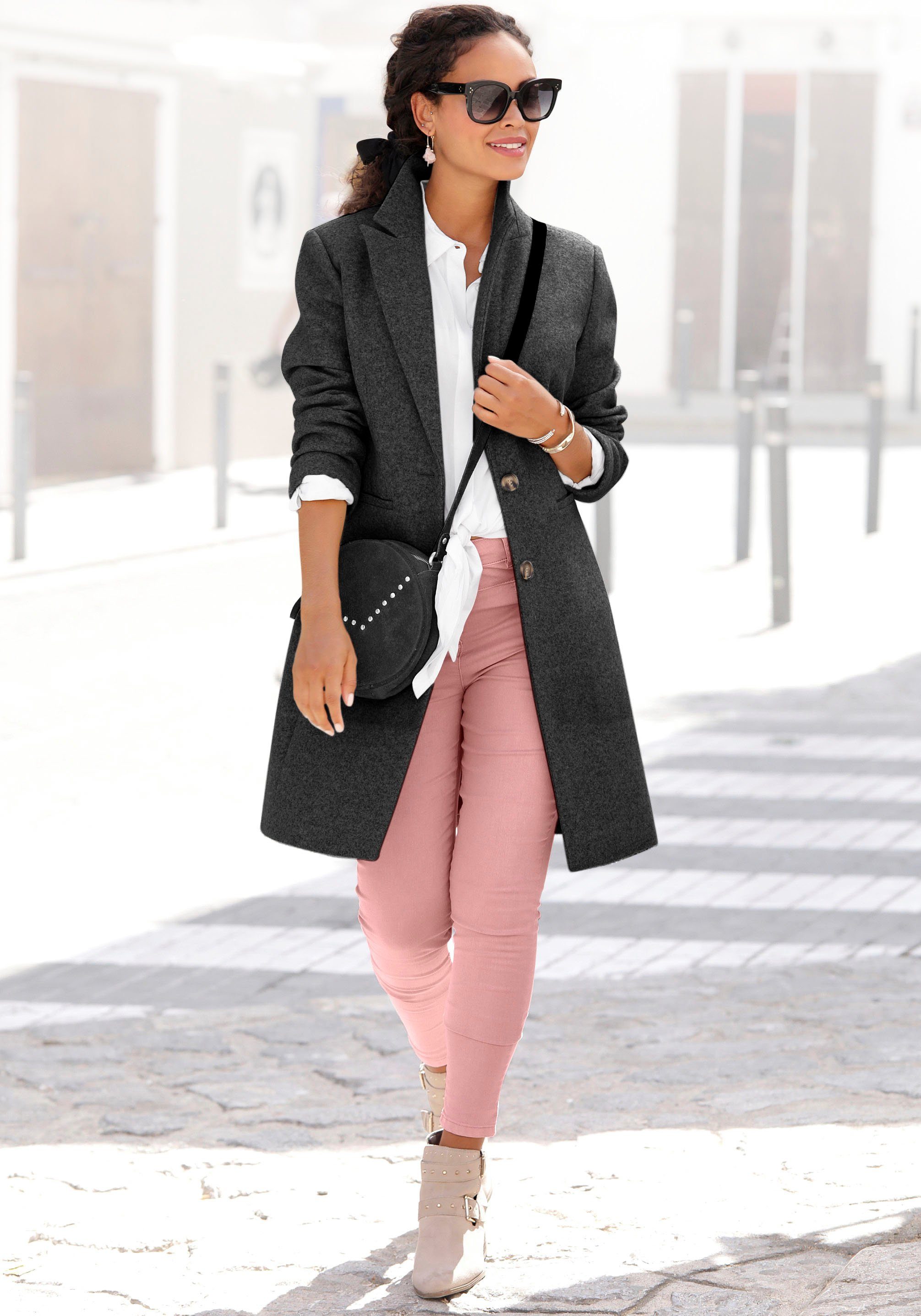 LASCANA Kurzmantel im klassischen Design, Damenmantel, Blazermantel, casual-chic