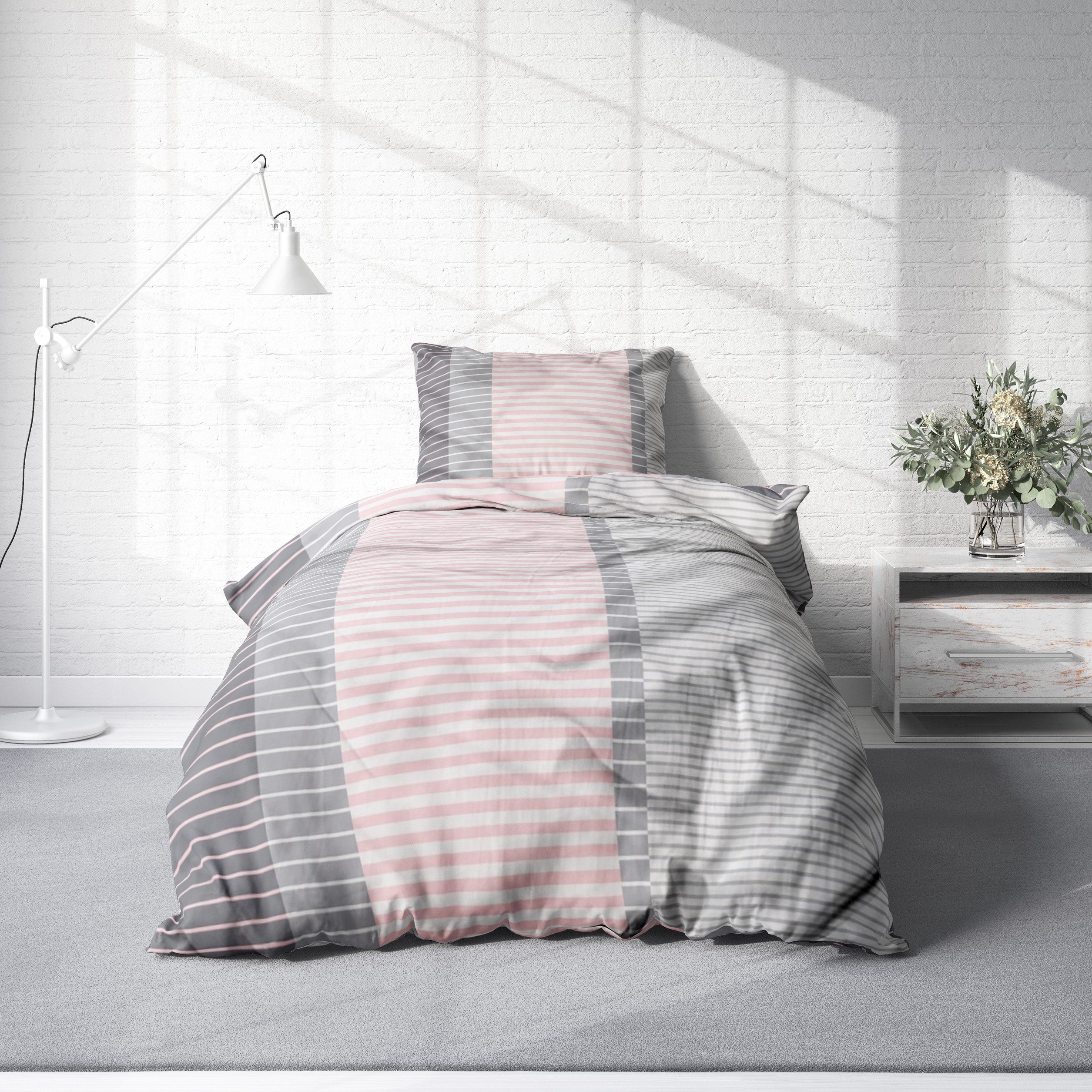 One Home Bettwäsche Streifen, Mikrofaser, 2 teilig, gestreift und modern, N günstig online kaufen