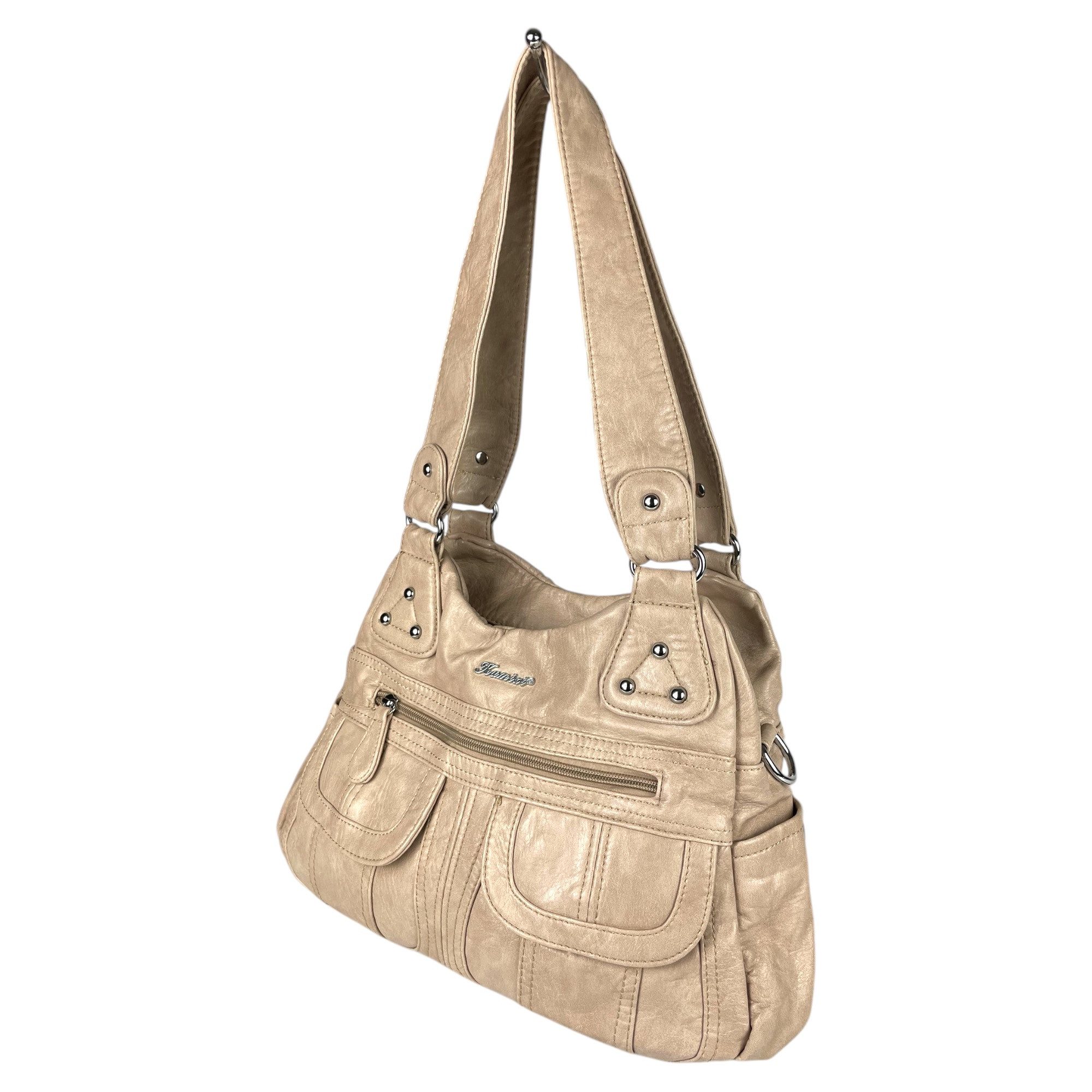 Taschen4life Schultertasche Damen Handtasche, Schultertasche AK22134, 2x Hauptfach, abnehmbarer Trageriemen, Innen- und Außenfächer
