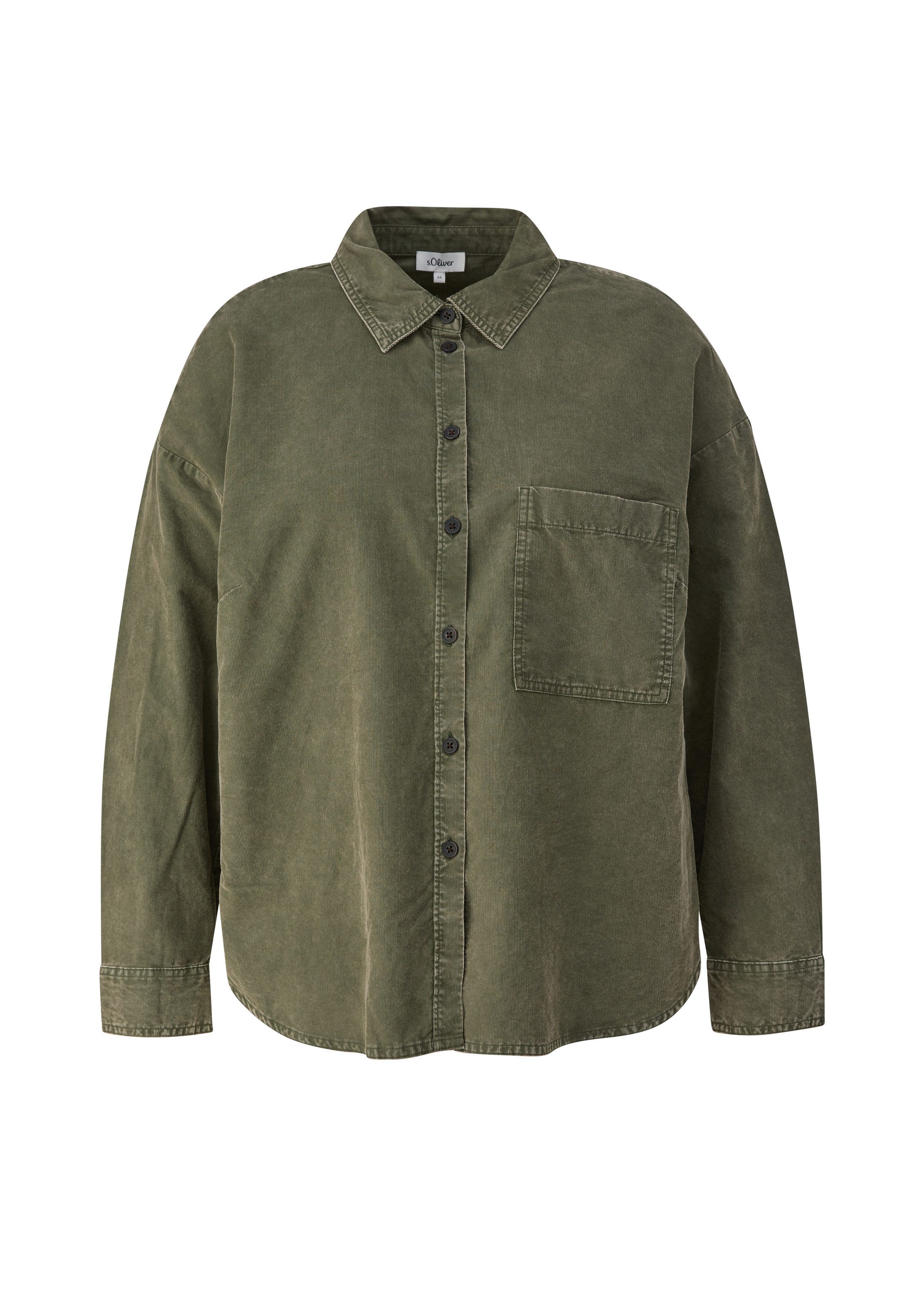 s.Oliver Langarmbluse Bluse Weiche Cordbluse im Relaxed Fit