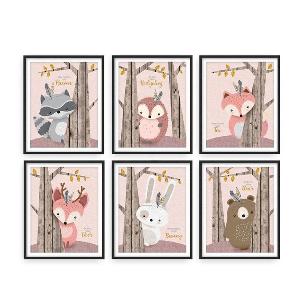 Pippolipo Poster Bilder Babyzimmer Kinderzimmer Tiermotive, (6er Set), Deko günstig online kaufen