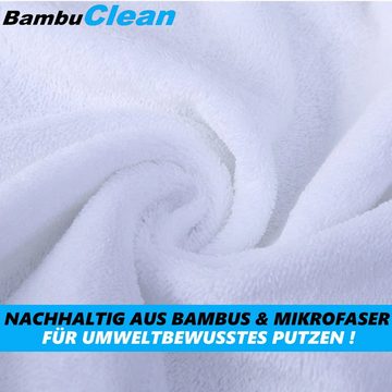 MAVURA BambuClean Bambustücher Bamboo Premium Bambus Mikrofasertücher Mikrofasertuch (95% Kristall Allzwecktücher Reinigungstücher [6x)