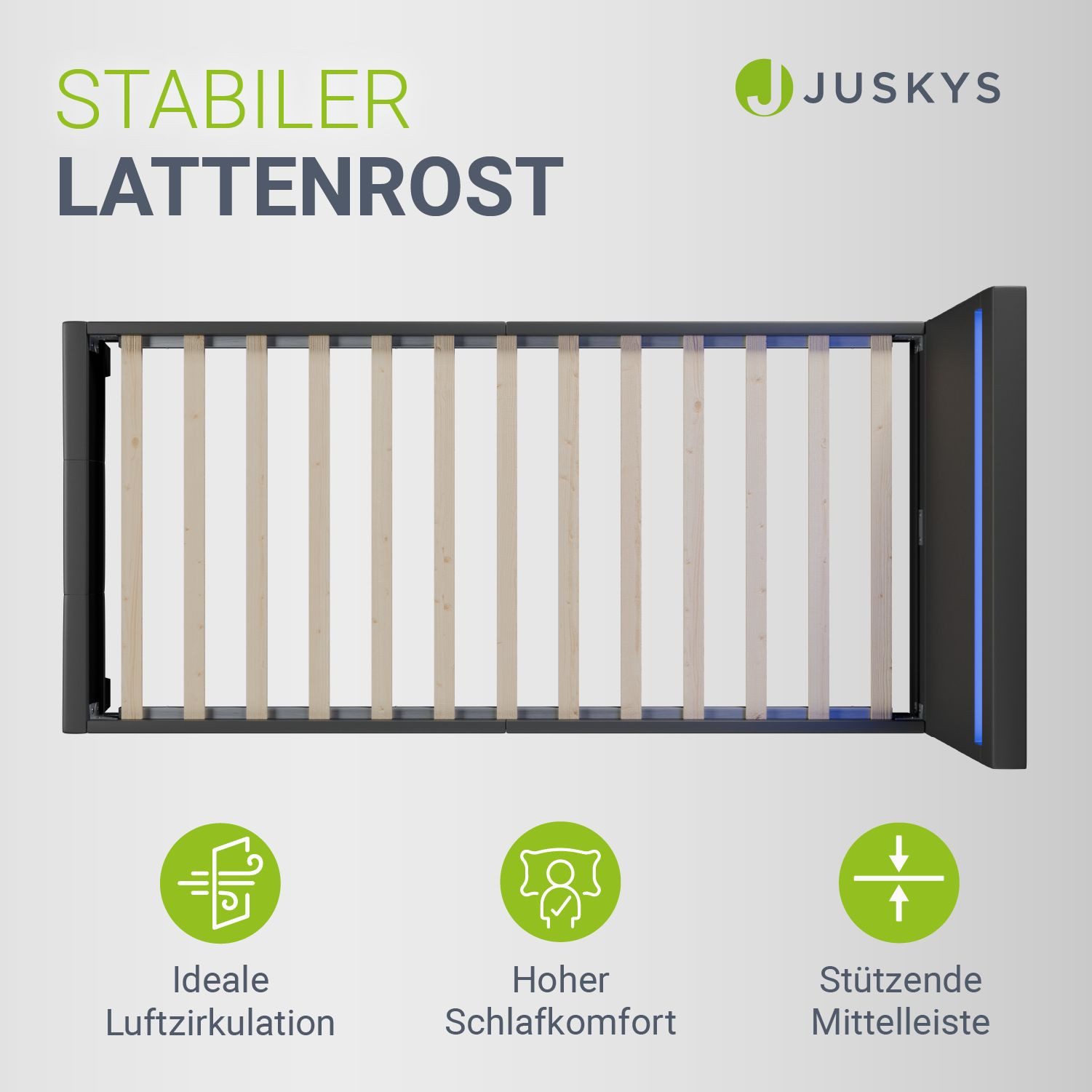 Juskys Polsterbett Paris, 120x200 cm, Kunstleder, hohes Kopfteil, robustes Bett, Lattenrost