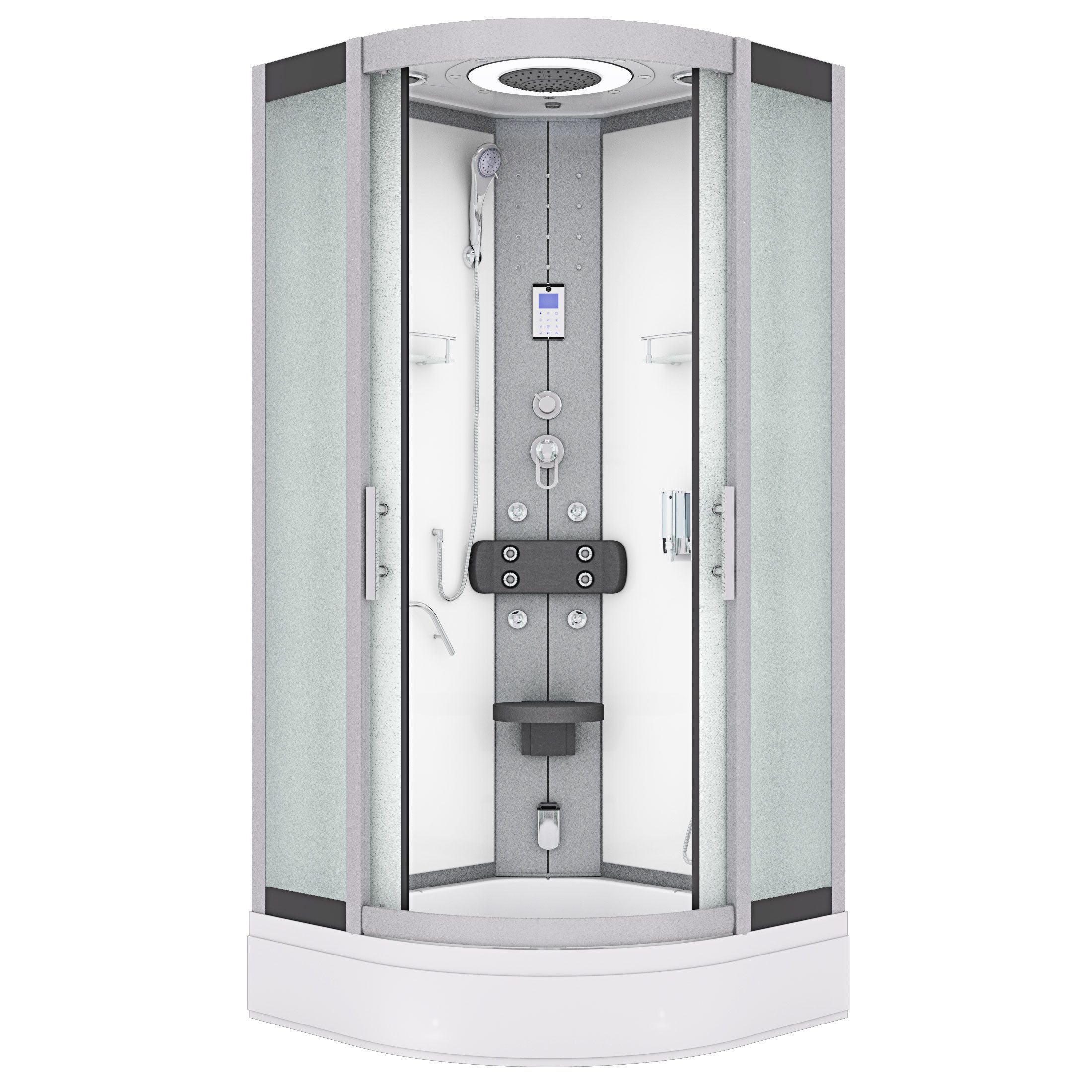 AcquaVapore Dampfdusche Dampfdusche Duschkabine D58-50M2-ALL Weiß 90x90, Sicherheitsglas ESG, Höhenverstellbar, Mit Bauanleitung, Mit Beleuchtung, Gehärtetes Glas