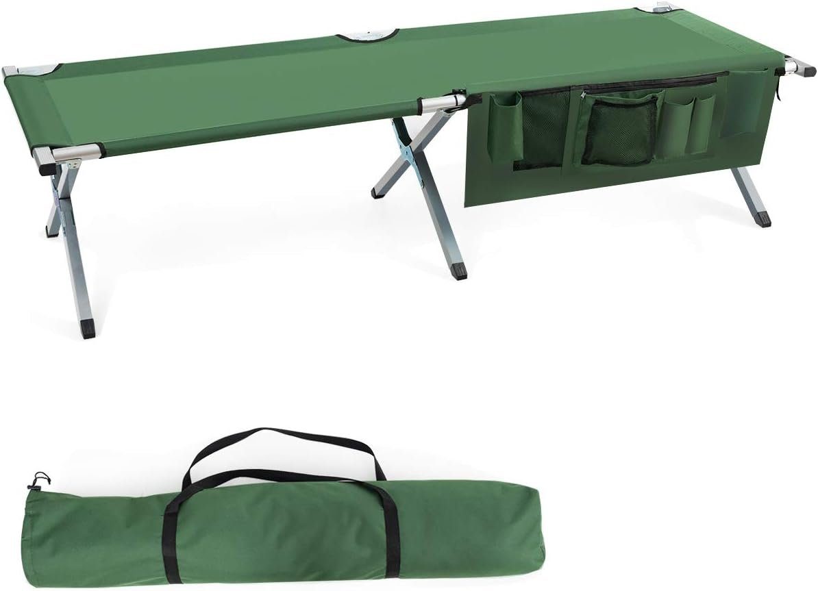 KOMFOTTEU Campingliege Feldbett belastbar bis 130 kg, 190x73 cm grün | Liegen