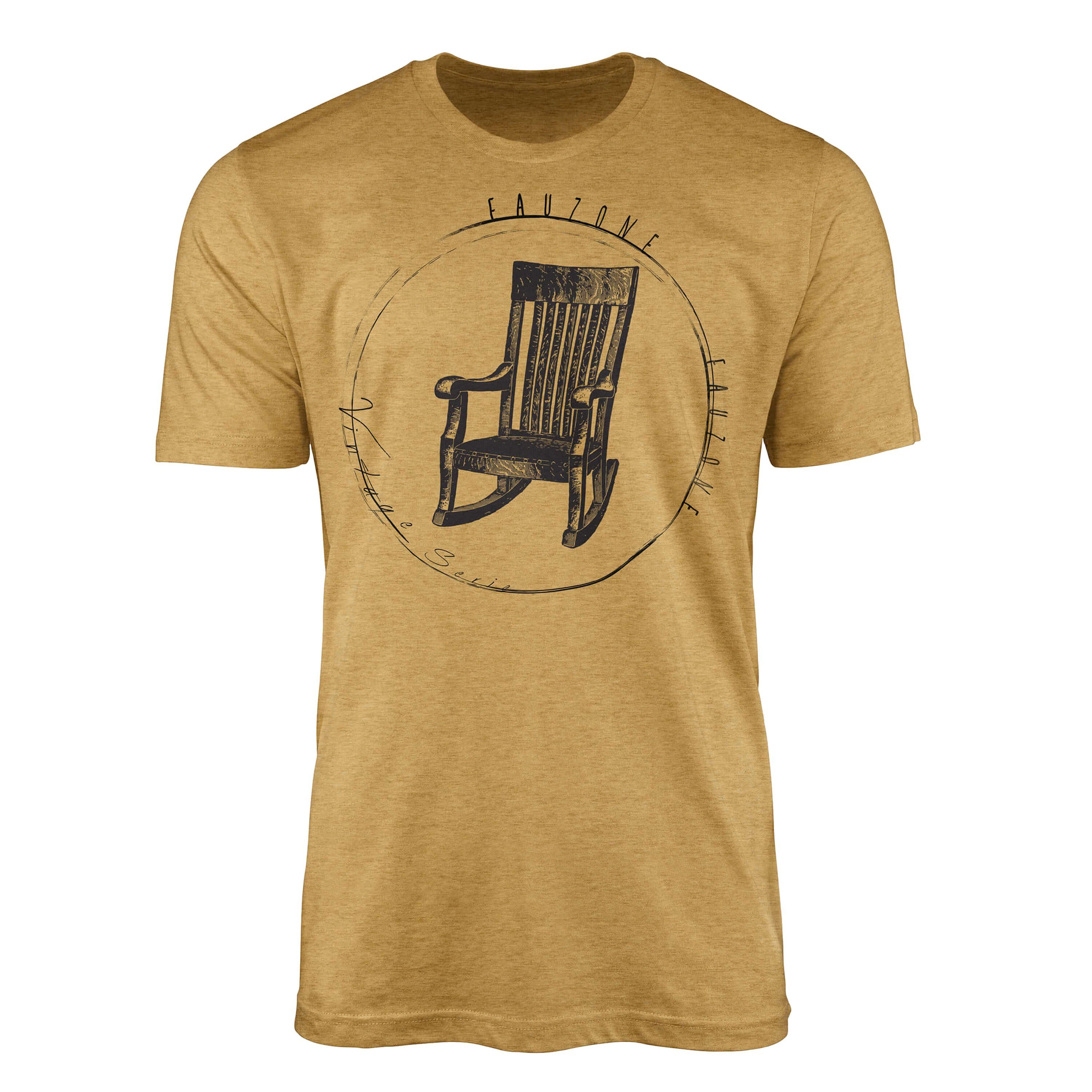Herren Gold Vintage Antique Art T-Shirt T-Shirt Schaukelstuhl Sinus