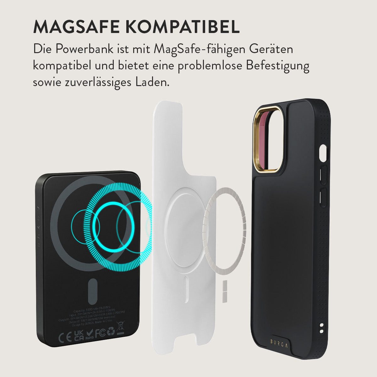BURGA Burga Magnetische Powerbank 5.000 mAh - MagSafe und Qi2 - Nocturnal / Powerbank (1 St)