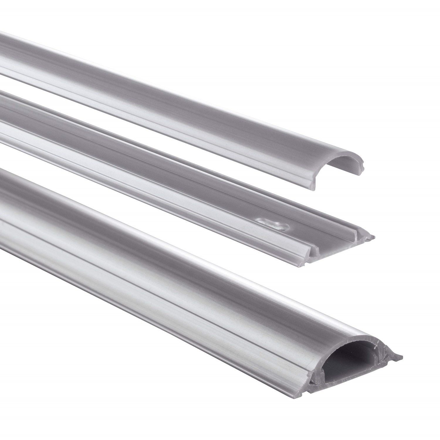 Hama Kabelkanal 1m PVC Kabelkanal Selbstklebend Leitungskanal Grau (1x Kabelkanal 1m), Kabelkanal halbrund Sockel Wand Boden Aufputz TV Beamer PC Audio HiFi