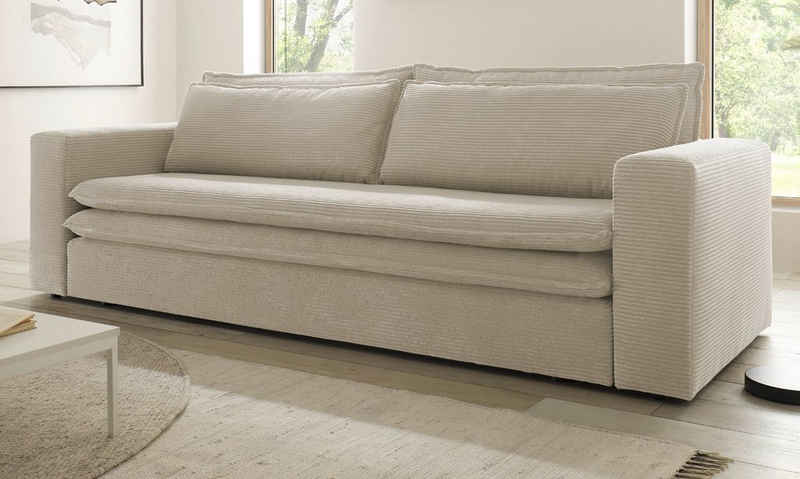 Furn.Design Schlafsofa Pesaro, Sofa 3-Sitzer Cordbezug, 4 Farben, ausklappbar