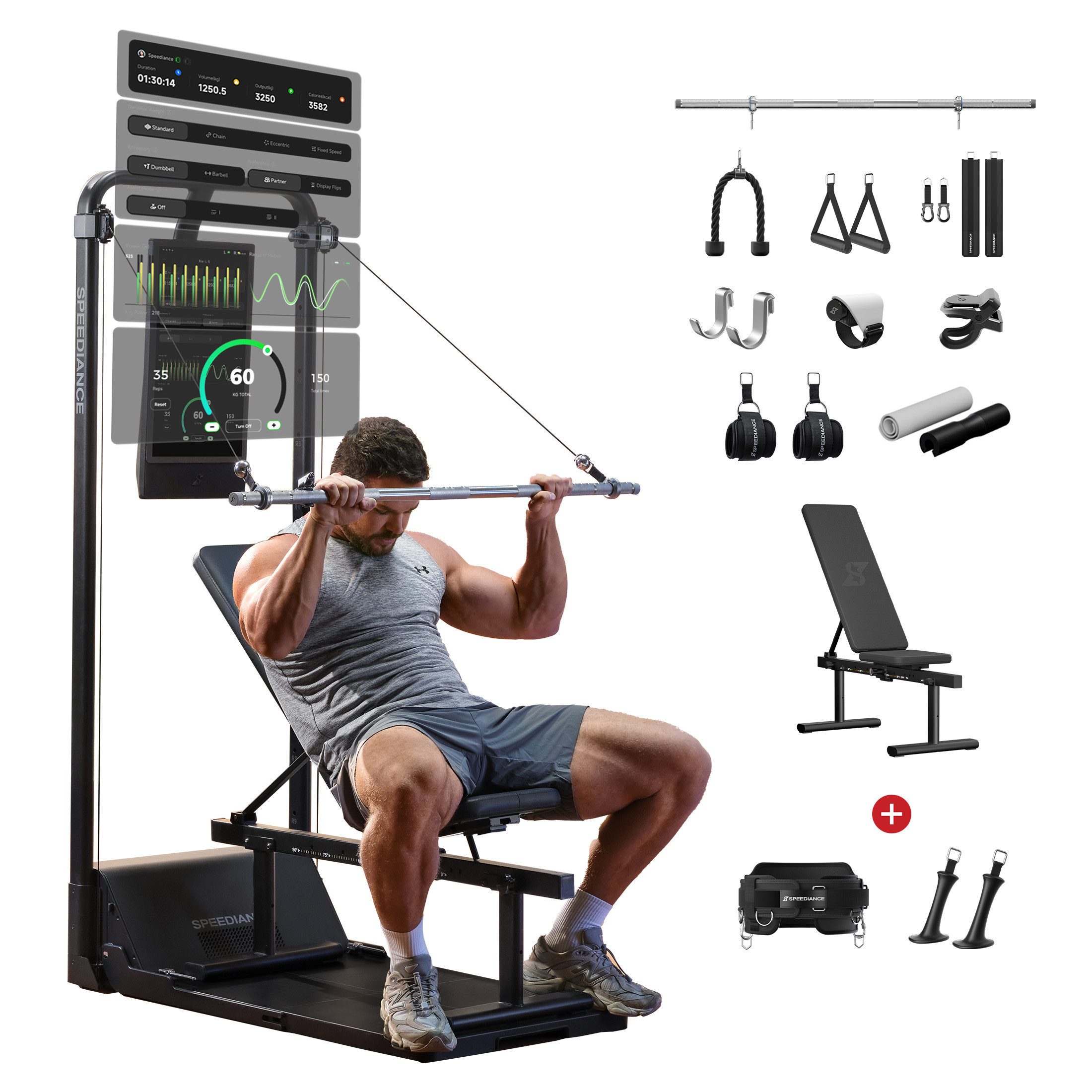 SPEEDIANCE Kraftstation Gym Monster 2, verbessertes KI-gesteuertes All-in-One Home Gym, Ganzkörper-Krafttraining Fitnessgeräte