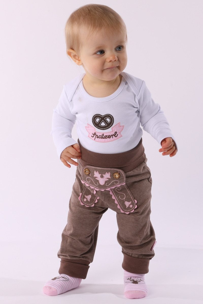 P.Eisenherz Trachtenkleid Babyhose - LEDERHOSE MADL - nougat/rosa