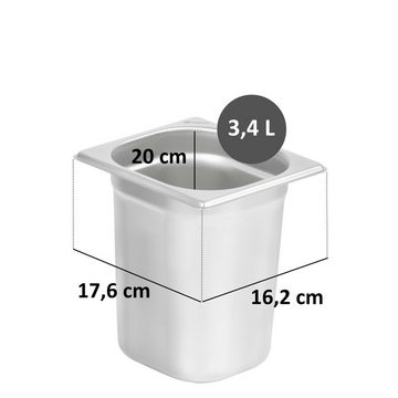 Mahlzeit Thermobehälter GN Behälter 1/6, Höhe 200 mm, Edelstahl Gastronomiebehälter, Edelstahl, für Chafing Dish
