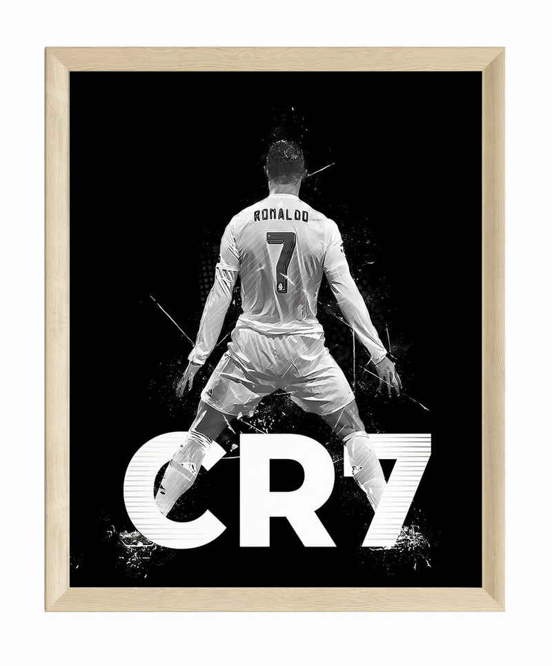 JUSTGOODMOOD Poster ® Christiano Ronaldo CR7 · Schwarz Weiß · Fußball · ohne Rahmen