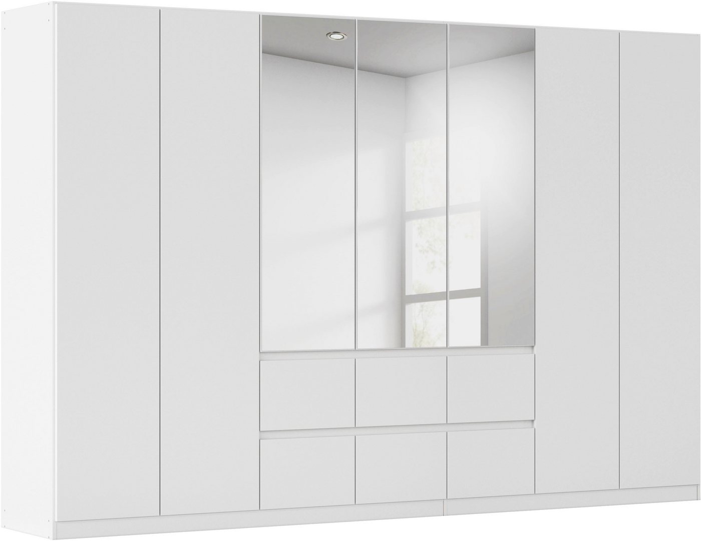 rauch Drehtürenschrank Schrank Garderobe MAINZ Breiten 91/136/181/226/271/315/360, Höhe 210cm (3 verschiedene Ausstattungen BASIC/CLASSIC/PREMIUM (inkl. SOFT-CLOSE) grifflose Front, Außentüren mit Push-to-Open Funktion MADE IN GERMANY