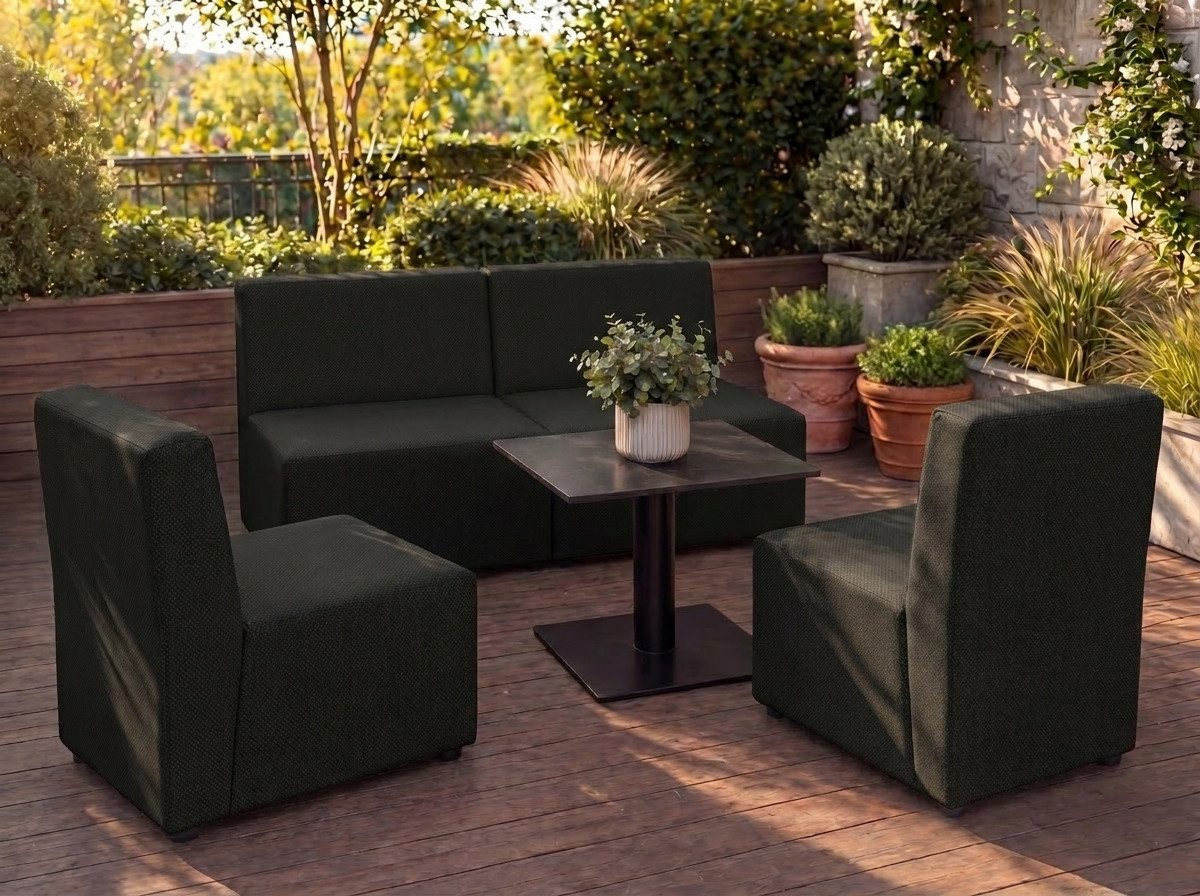 A&J MöbelLand GmbH Gartenlounge-Set Outdoor Lounge Set GOLD – Sofa und zwei Sessel, (Outdoor Lounge Set für Garten und Terrasse, 3-teiliges modernes Garten Lounge Set), Modernes Outdoor-Set mit hohem Komfort und wetterfestem Bezug