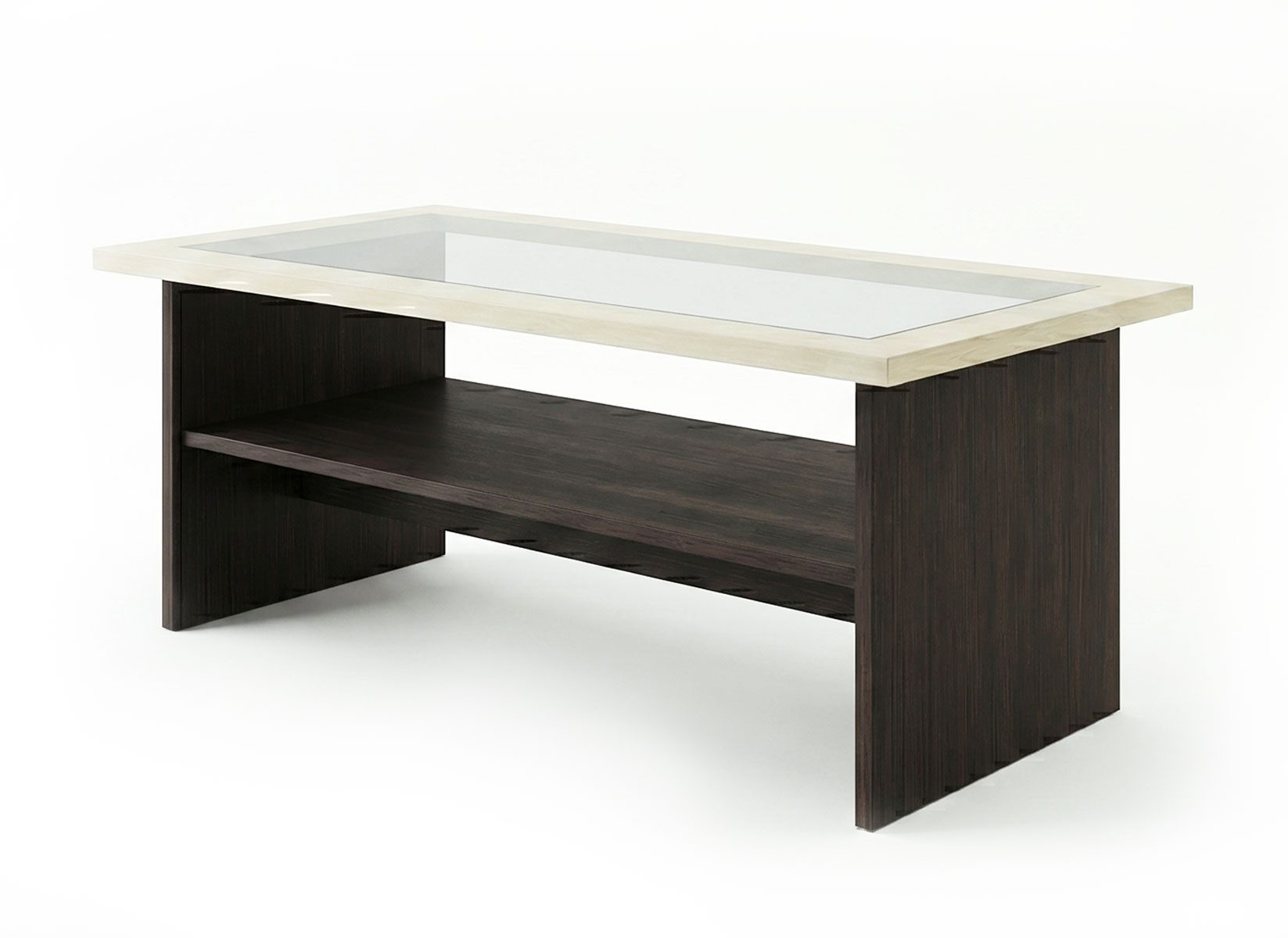 Feldmann-Wohnen Couchtisch Domino (rechteckige Tischplatte, mit Ablage, 1-St., moderner Landhausstil, Tischplatte mit Glasdekor), 120x60x53cm wenge, birke