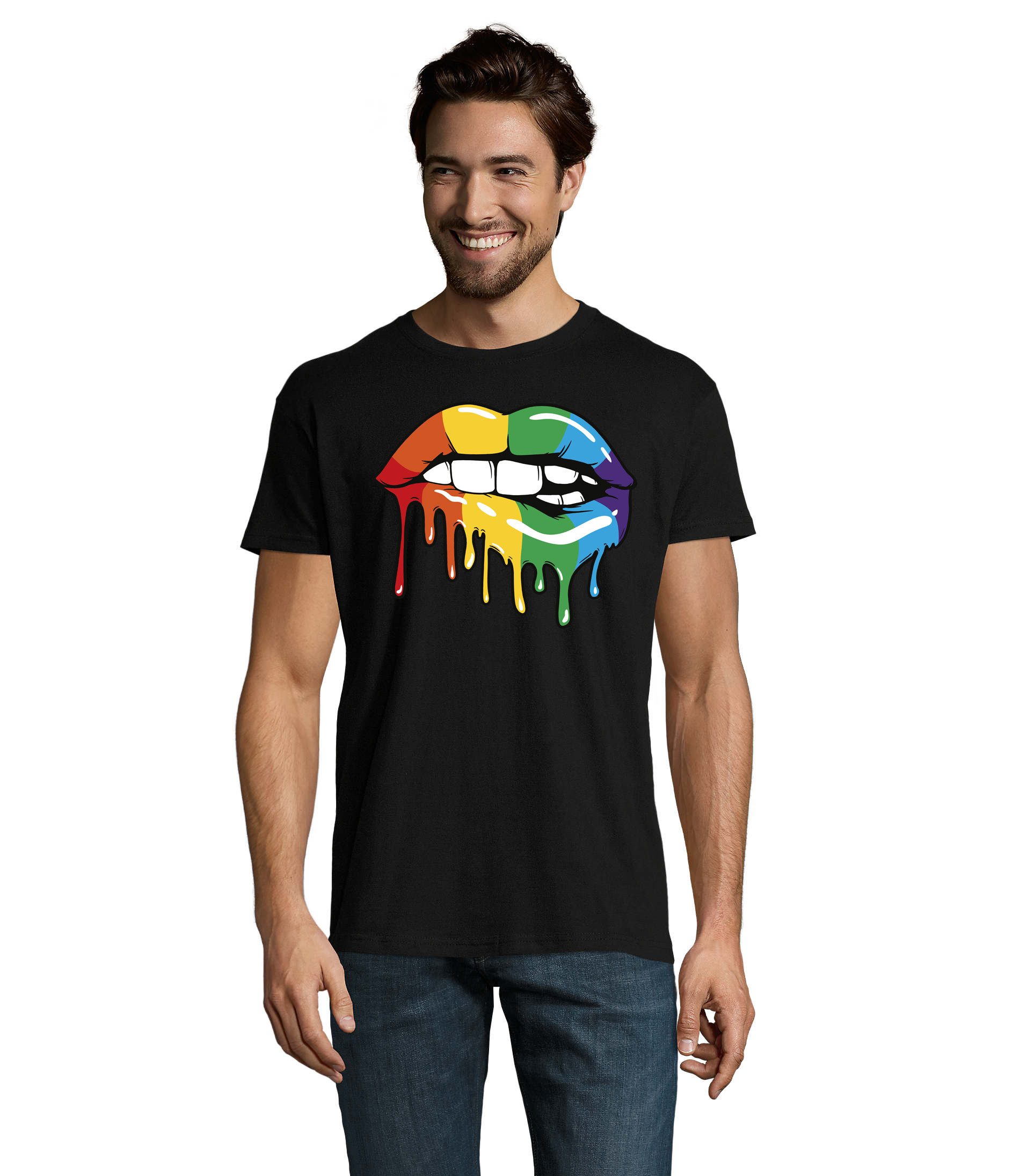 T-Shirt RainbowLips Herren T Shirt Lippen Print Pop Art Motiv Druck