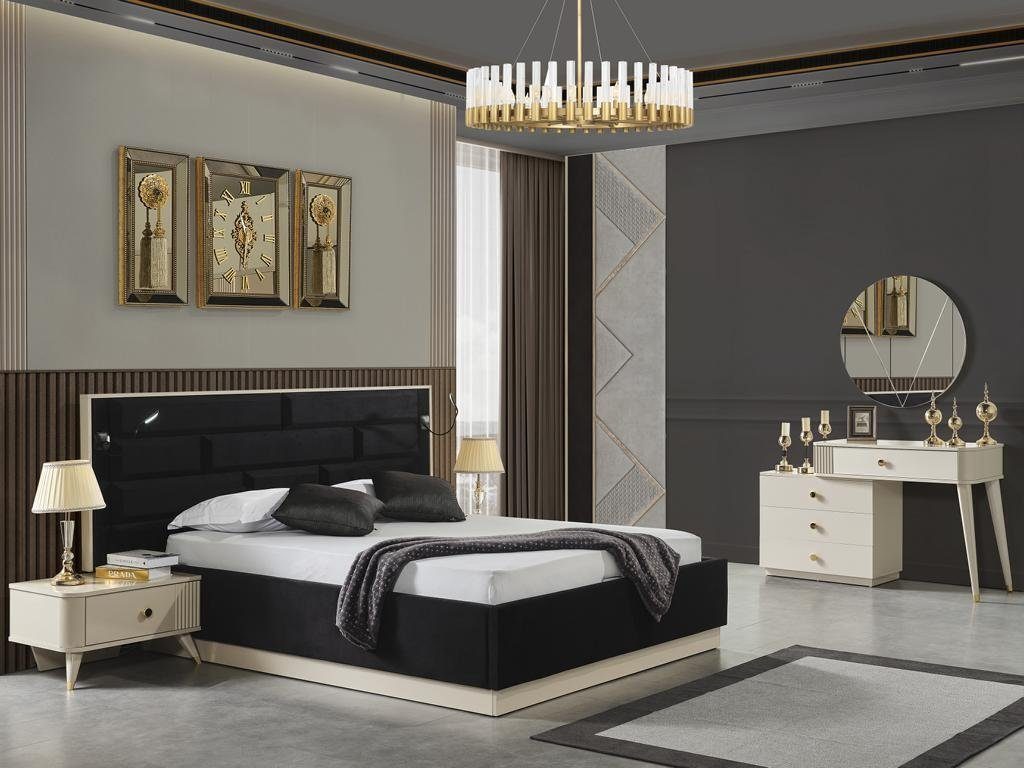 JVmoebel Schlafzimmer-Set Luxus Schlafzimmer Schminktisch), Nachttisch 3tlg. (3-St., Betten Komplett Bett Ohne Set, Europa Made in