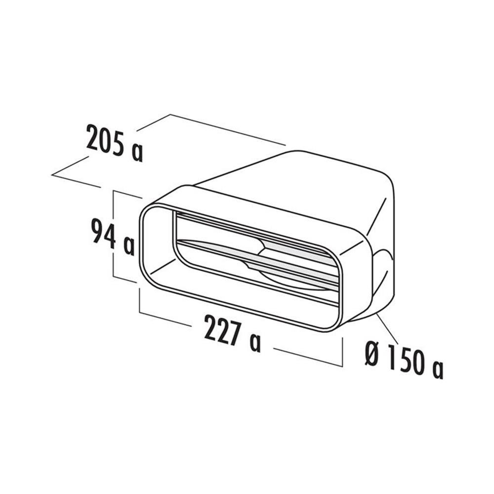 Naber Abluft-Set Naber COMPAIR System Ø 150 F-UR 150 Umlenkstück 90° weiß