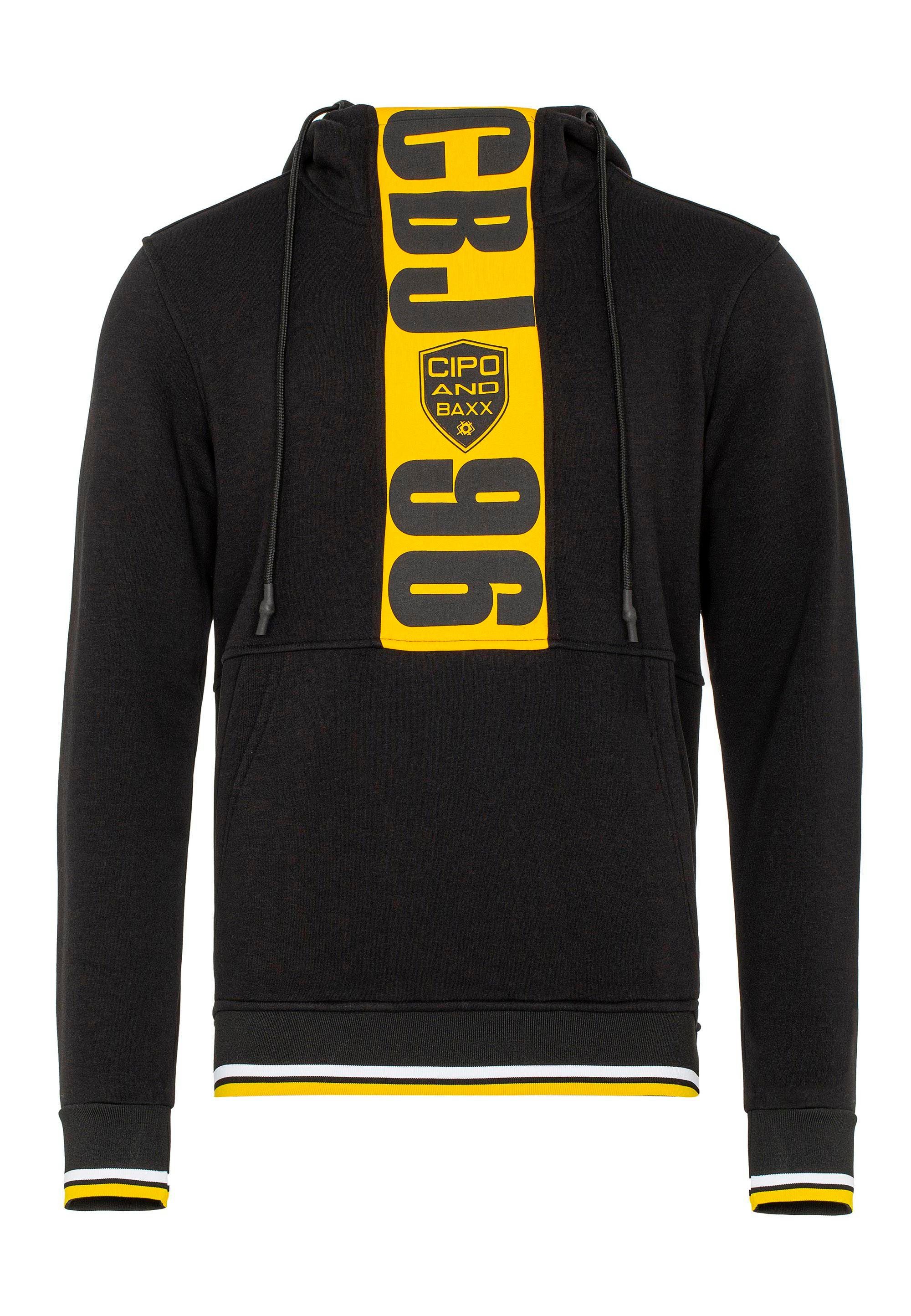 Cipo & Baxx Kapuzensweatshirt mit Markenprints schwarz tollen