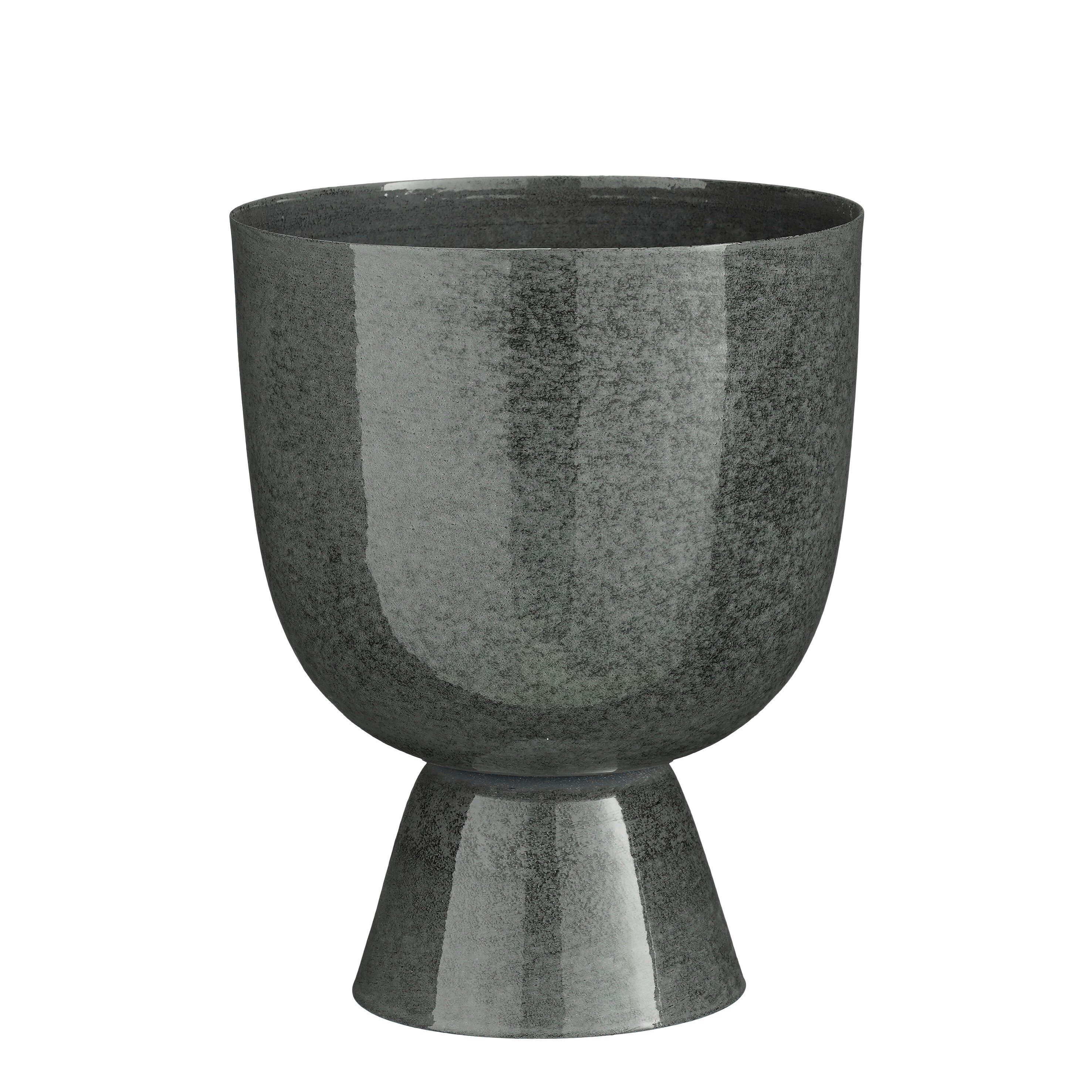 Mica Decorations Blumentopf Mica Decorations James Topf rund auf Fuss grau - h27,5xd22cm