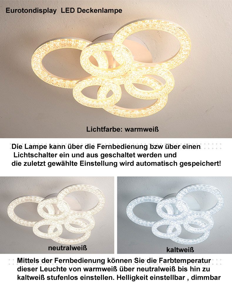 Eurotondisplay LED Deckenleuchte LED Deckenlampe Fernbedienung Lichtfarbe/H günstig online kaufen