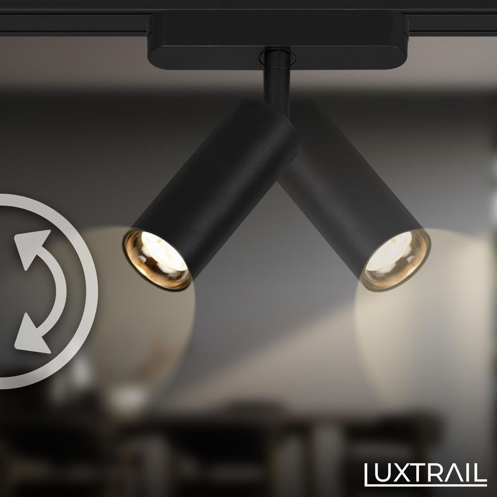 Briloner Leuchten LED Deckenleuchte 8037085B, LED fest integriert, 2700K - Extra-Warmweiß, Schienensystem Luxtrail 4 m Schwarz 5W Decke Wohnzimmer Büro Küche