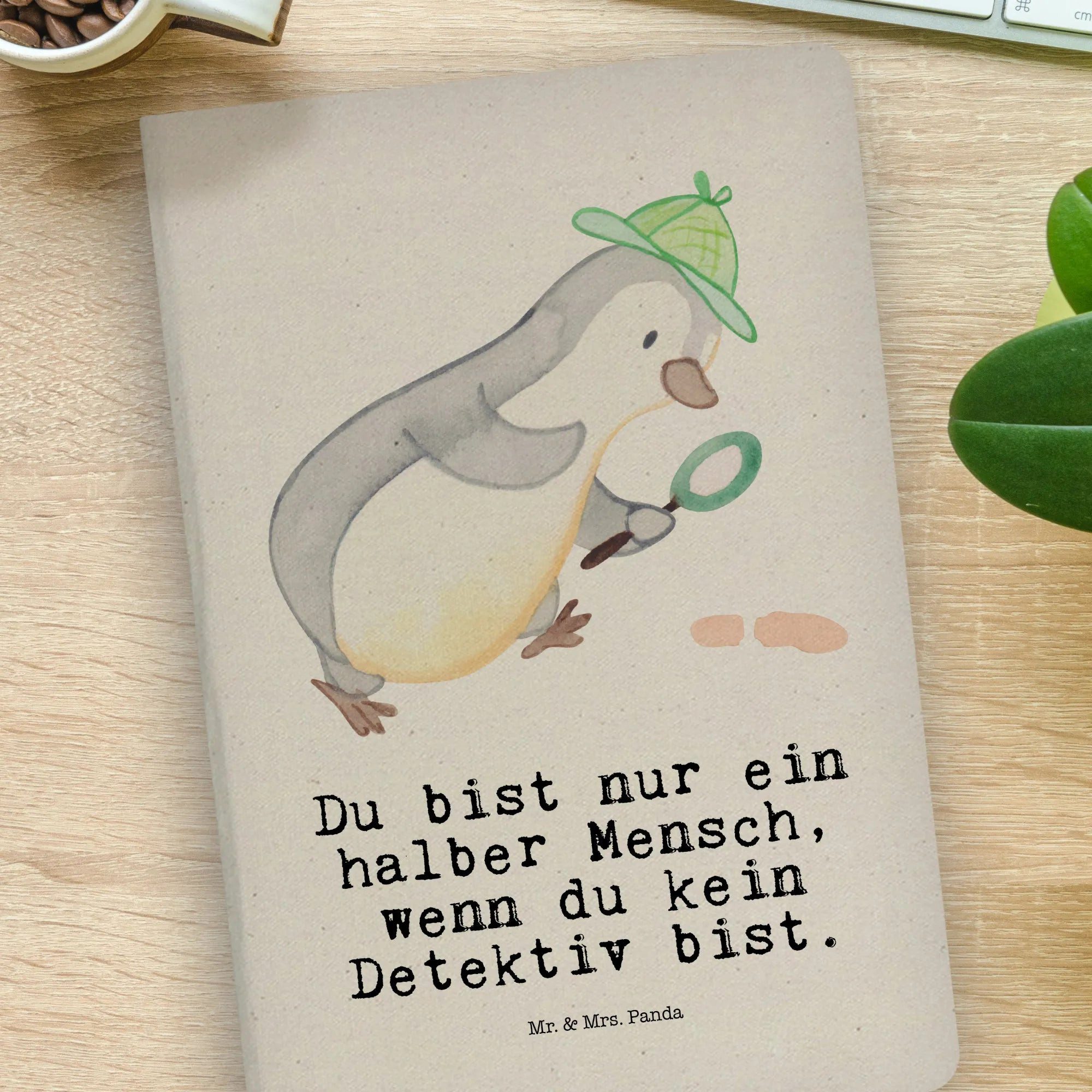 Thumbnail - Mr. & Mrs. Panda Notizbuch Detektiv Herz - Transparent - Geschenk, DIN A4 Planer, Abschied, DIN Mr. & Mrs. Panda, Kreati...