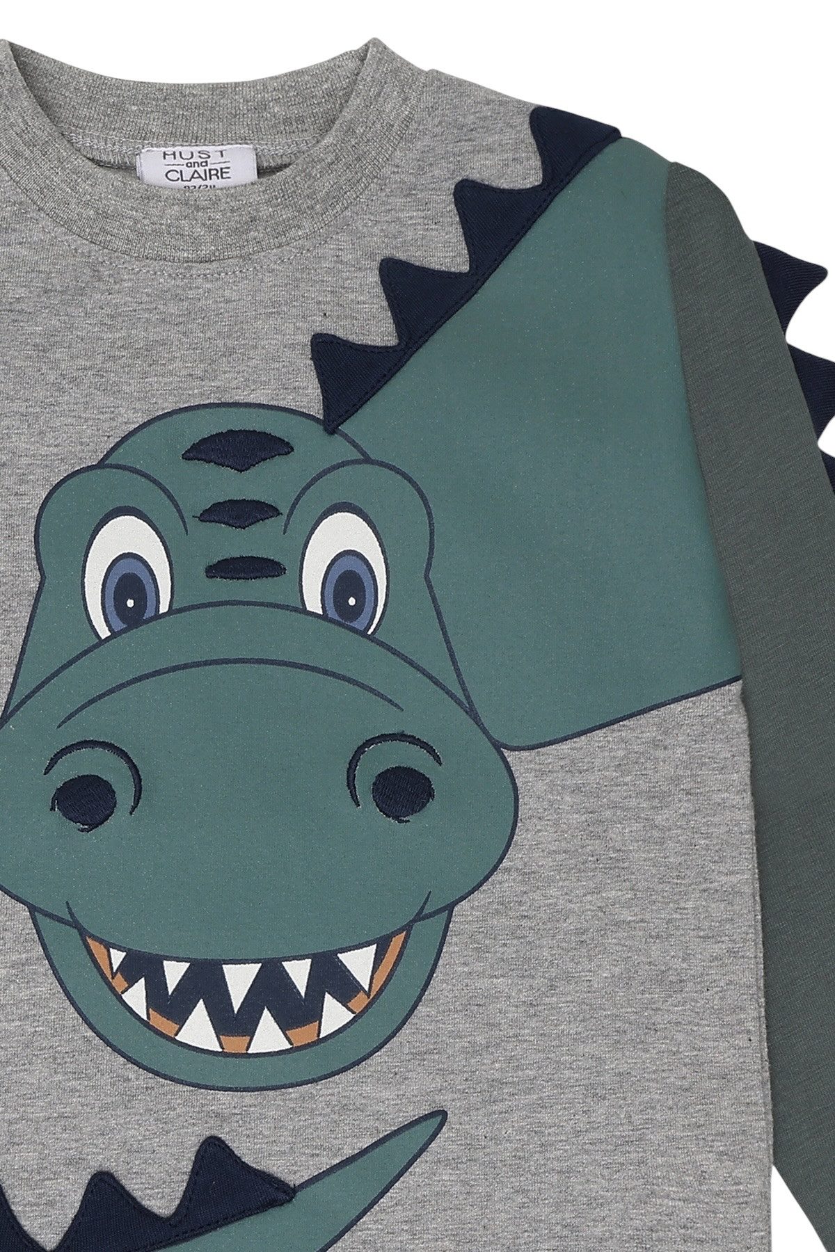 Hust & Claire Langarmshirt HCAnton Dino (1-tlg) HCAnton Dino Langarmshirt Jungen Grey Melange