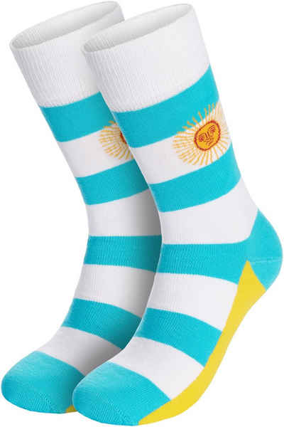 BRUBAKER Шкарпетки Herren Fan Шкарпетки - Flagge/Fahne - Lustiges Motiv Männer Crew-Socken (One Size Geschenk für Fußball-Fans Fußballer - USA Brasilien Argentinien, 1-Paar) Шкарпетки Lustig - Weltmeisterschaft Nationalflagge