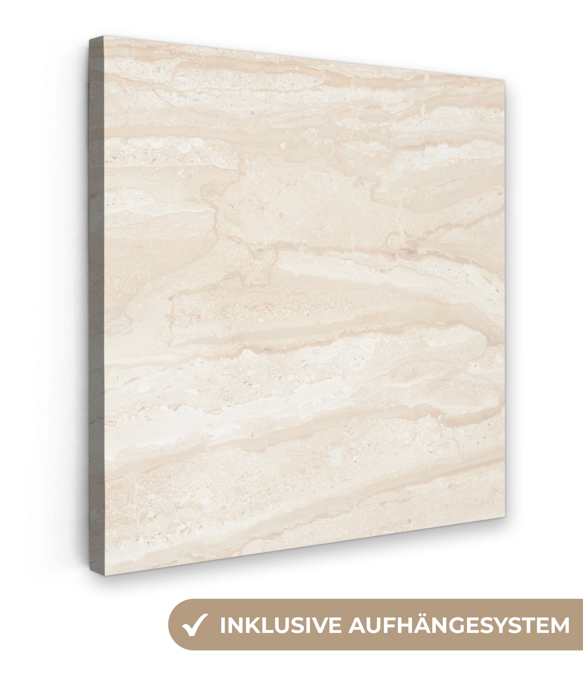 OneMillionCanvasses® Leinwandbild Marmor - Kalk - Sand - Textur, (1 St), Leinwand Bilder, Zimmer Wand Dekoration 50x50 cm