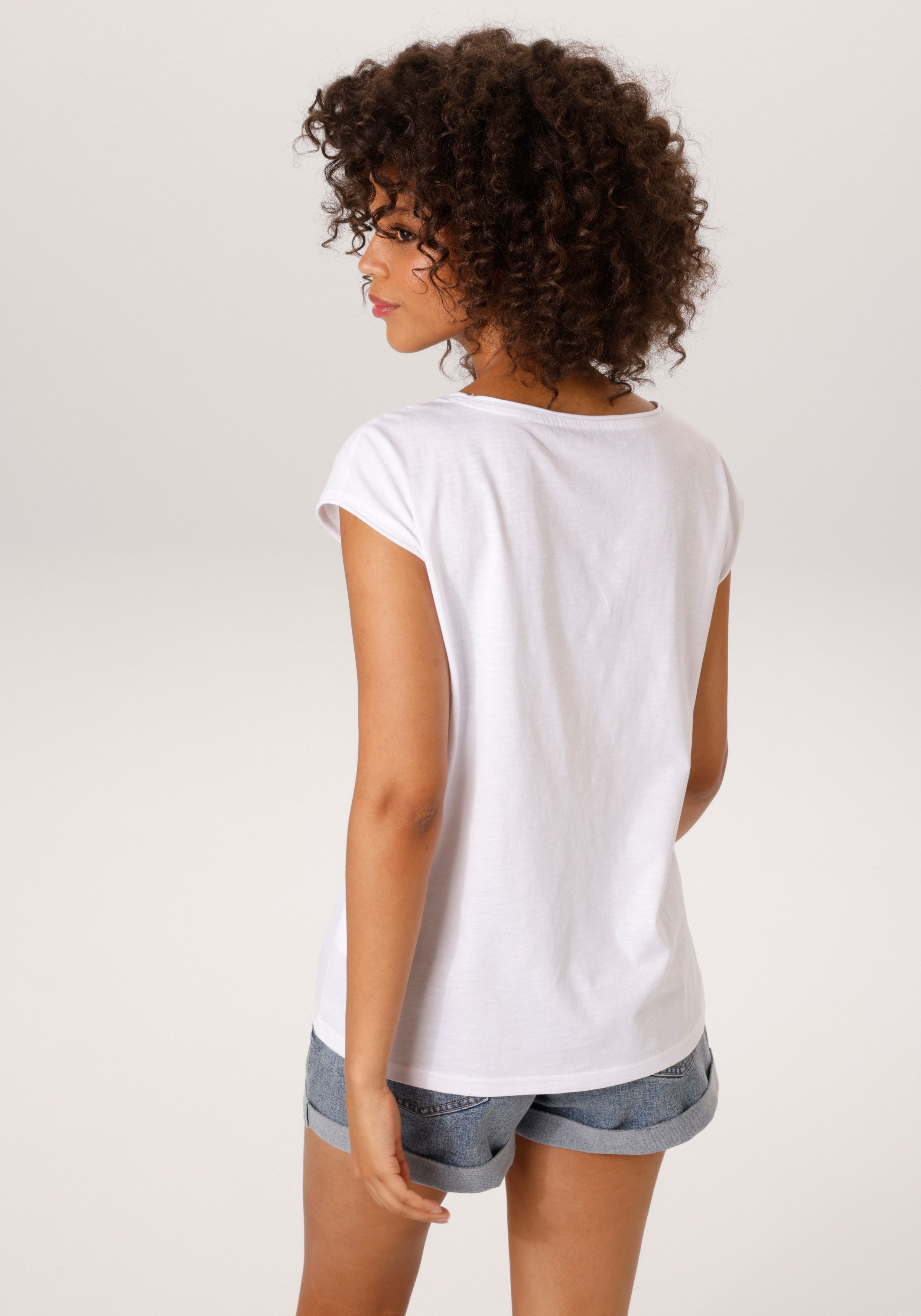 Aniston CASUAL T-Shirt mit coolem Teddybär Frontdruck - NEUE KOLLEKTION günstig online kaufen