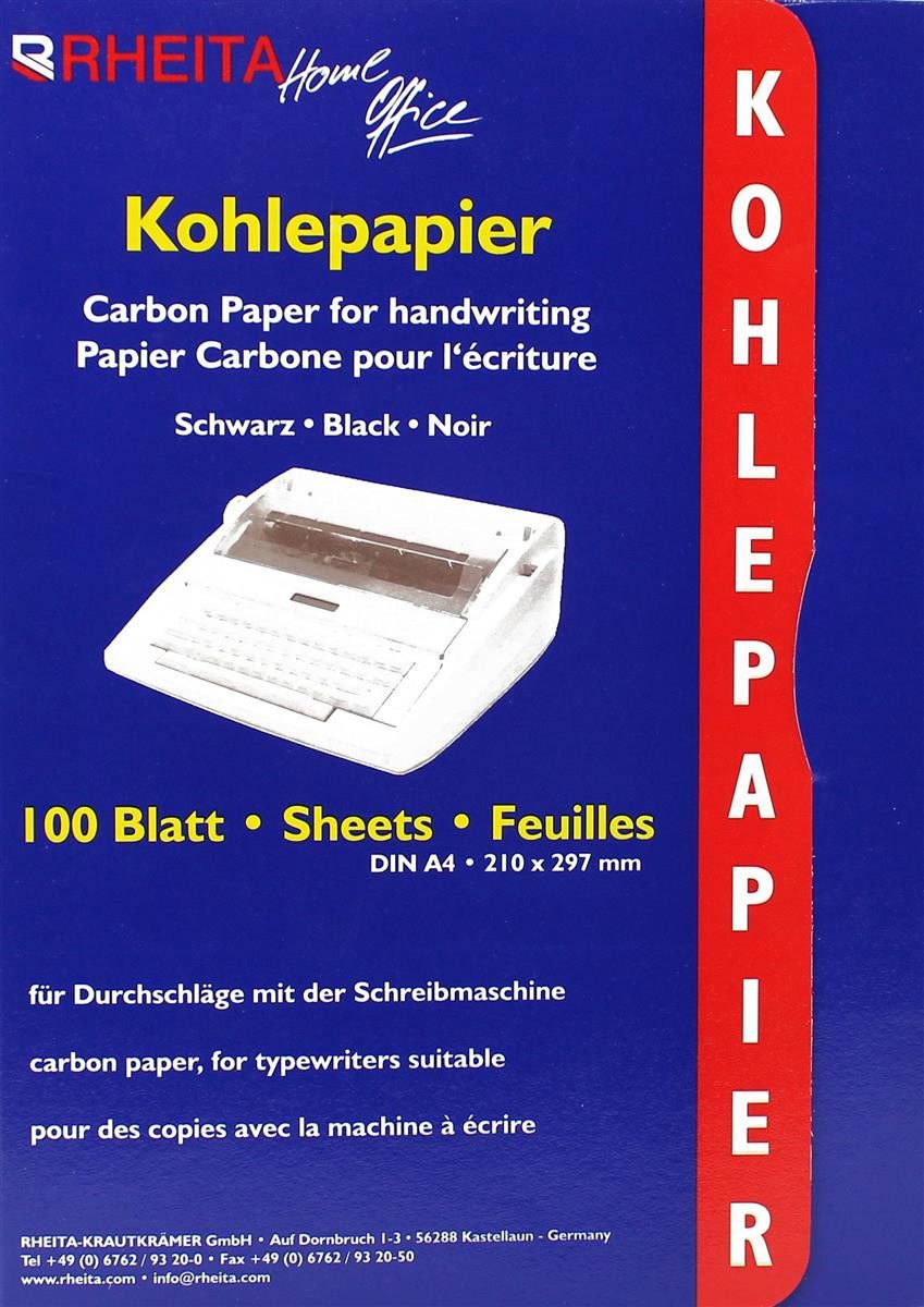 Rheita Kopierpapier RHEITA 8172-100 Kohlepapier - A4, 100 Blatt, schwarz