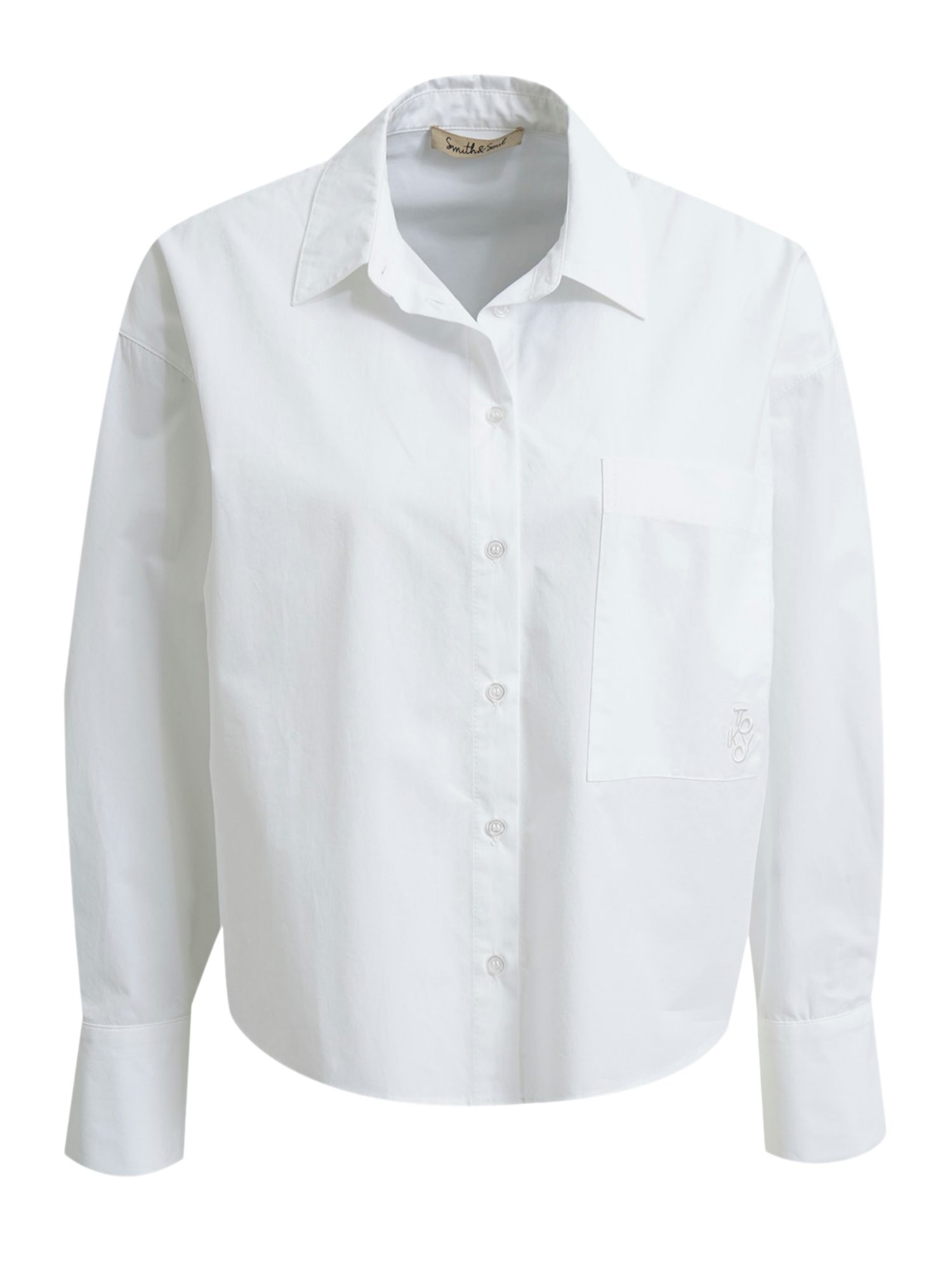 Smith & Soul Langarmbluse weiß,Casual,Baumwolle,Unifarben,Hemdblusenkragen,Langarm,Regular Fit