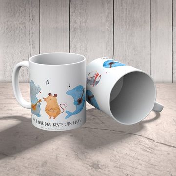 Mr. & Mrs. Panda Tasse Big Band - Weiß - Geschenk, Büro Tasse, Elefant, lustige Sprüche, Kaf, Keramik, Exklusive Motive