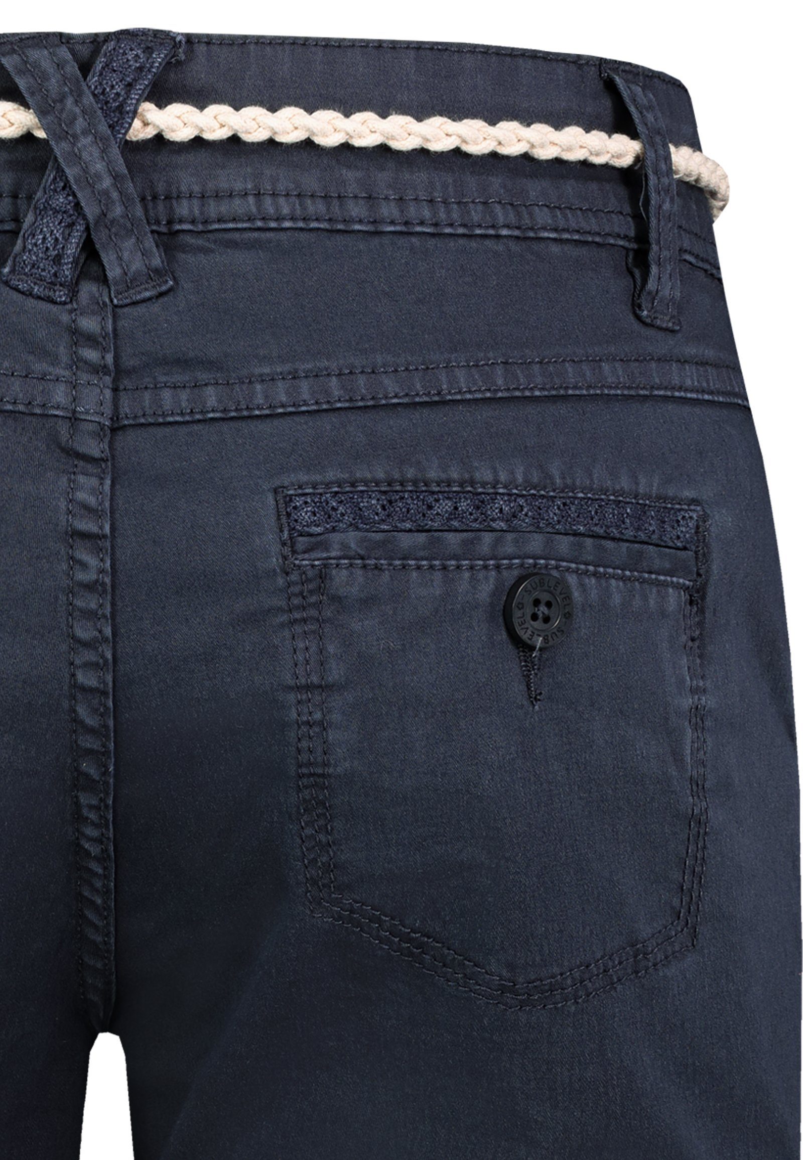 SUBLEVEL Bermudas Damen Short Bermuda kurze Hose Sommer Chino Stoff knielang mit Gürtel
