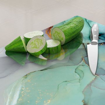 DEQORI Schneidebrett 'Zerlaufene Wasserfarbe', Glas, Platte Frühstücksbrett Schneideplatte