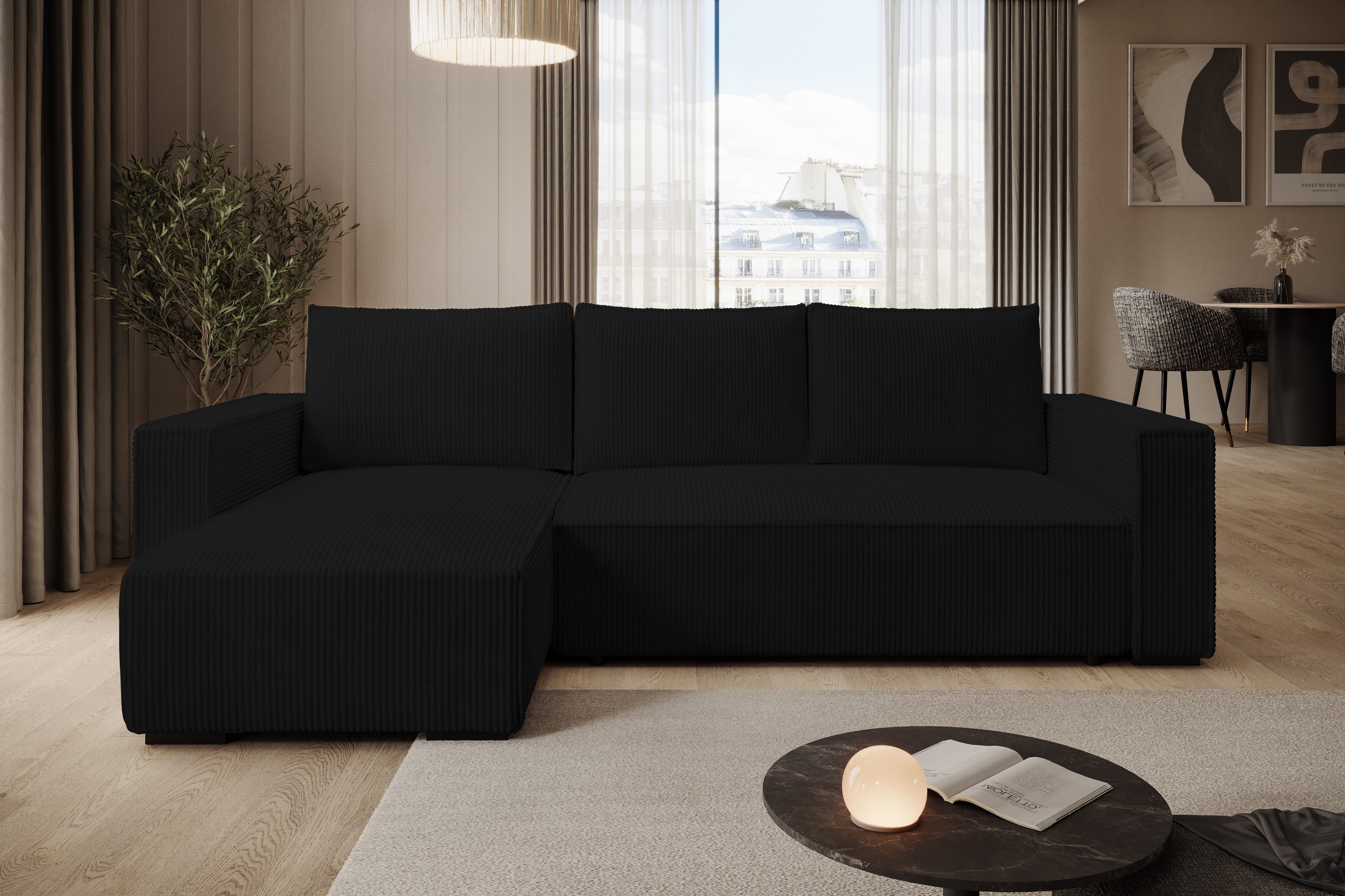 storez24 Ecksofa Letto, mit Bettkasten und Schlaffunktion, Cordstoff, L-Form, bequem