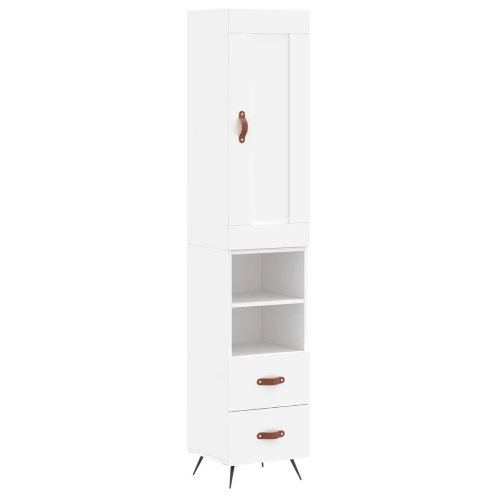 furnicato Highboard Weißes aus Holzwerkstoff und Metall 34,5x34x180 cm (1 St)