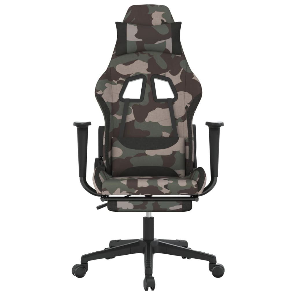 furnicato Gaming-Stuhl mit Massage & Fußstütze Schwarz Camouflage Stoff (1 St), Atmungsaktiver Spielsessel mit Liegefunktion und Massagefunktion