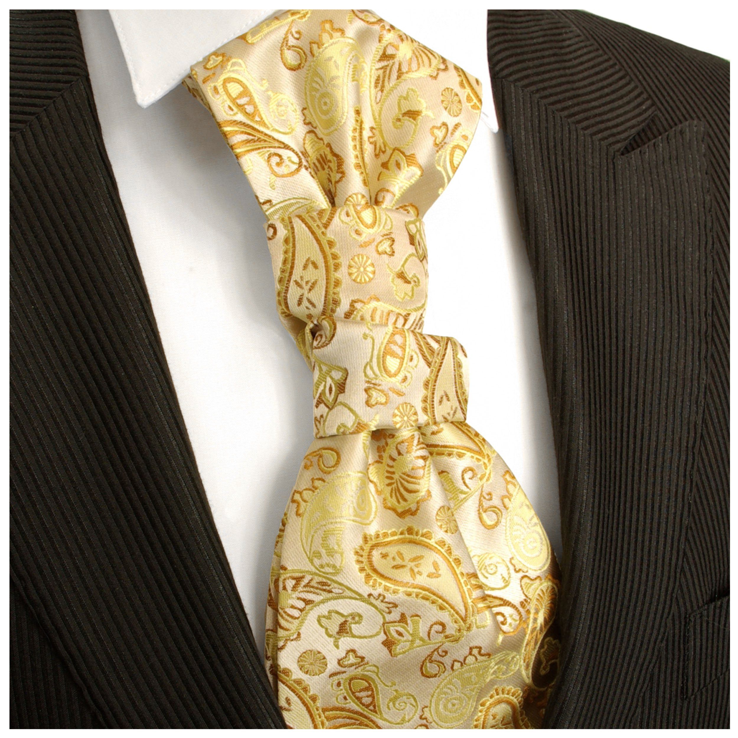- Elegantes Malone Krawatte Paul v16 Herren vorgebunden orange Hochzeitskrawatte Plastron paisley gold