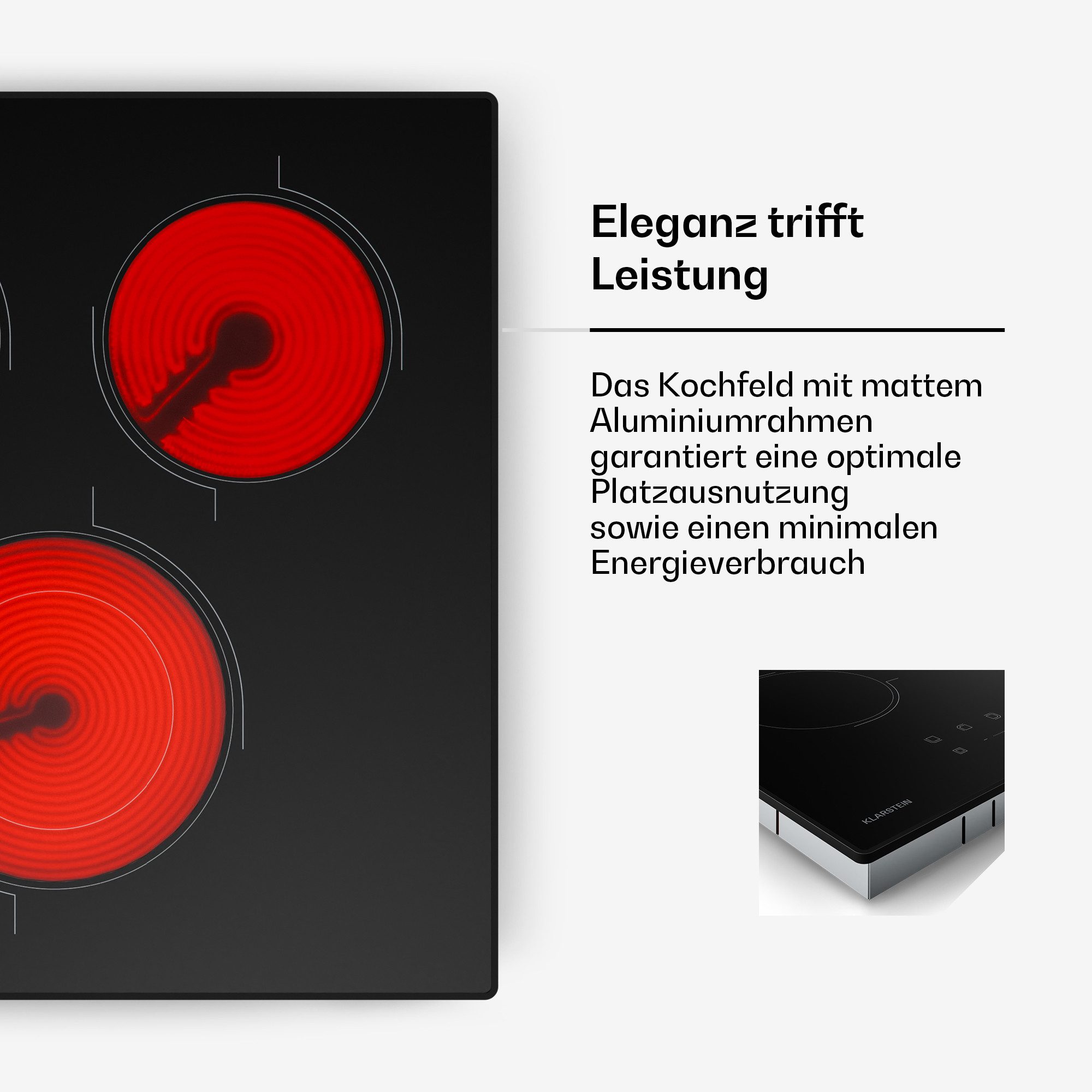 Klarstein Elektro-Kochfeld Velaire 10047442, Elektrische Kochfelder 3 Zonen Aluminium 4200 W Touch – Bild 5 von 5