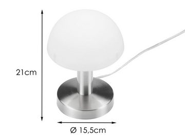 meineWunschleuchte Nachttischlampe, Dimmfunktion, ohne Leuchtmittel, kleine Lese-Lampe Bett mit Glas-Schirm & Metallfuss für Fensterbank