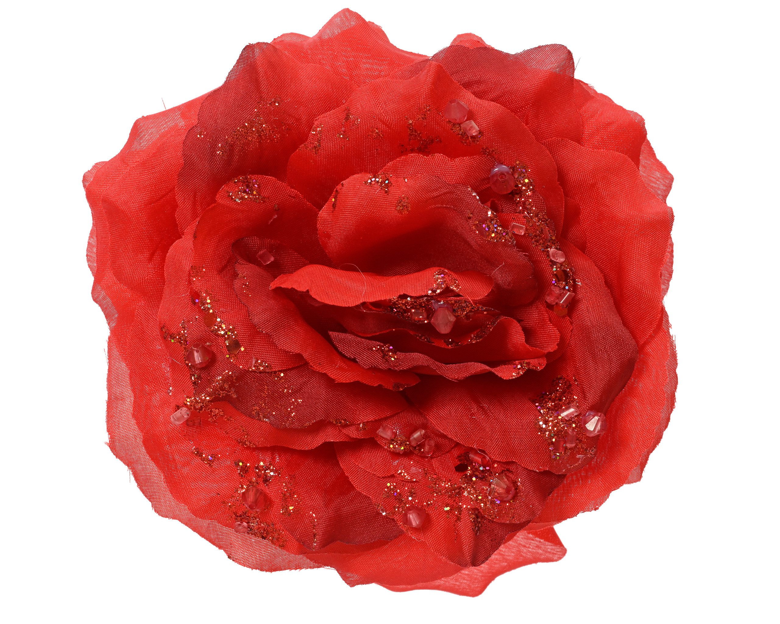 Kunstblume, Kaemingk, Kunstblumen Rose auf Clip 14cm rot