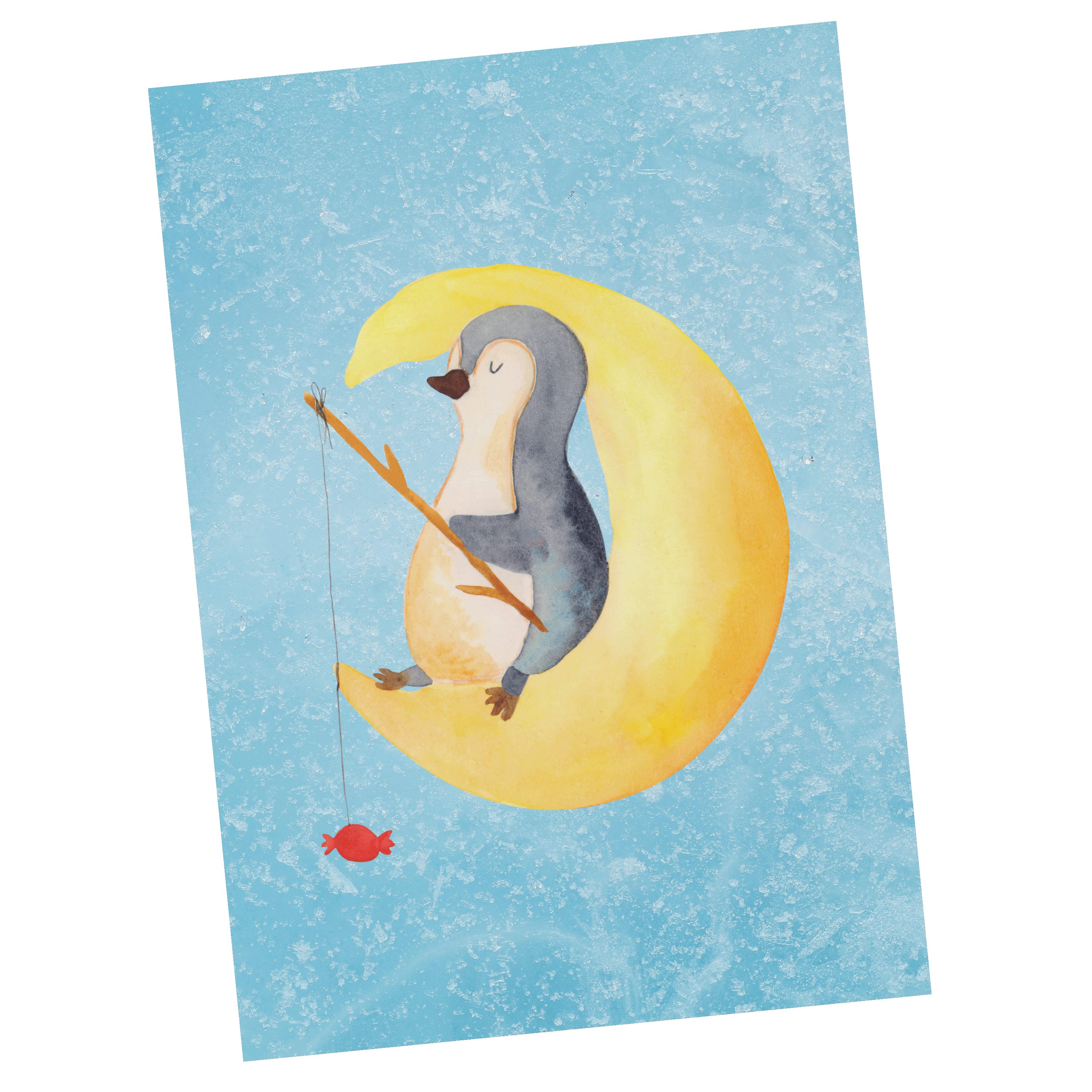 Mr. & Mrs. Panda Postkarte Pinguin Mond - Eisblau - Geschenk, Pinguine, Schlafzimmer, Einladung